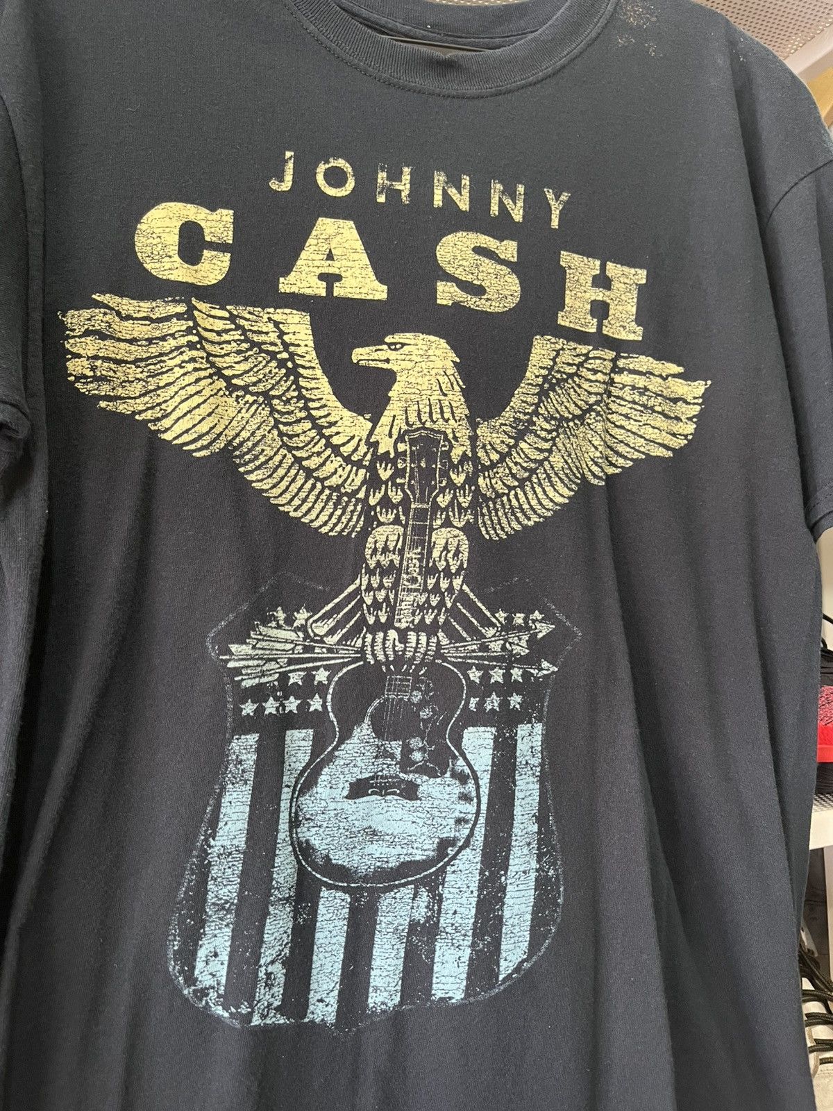 Vintage Johnny Cash Brand With Guitar & Eagle L Black T-Shirt Size US L / EU 52-54 / 3 - 3 Thumbnail