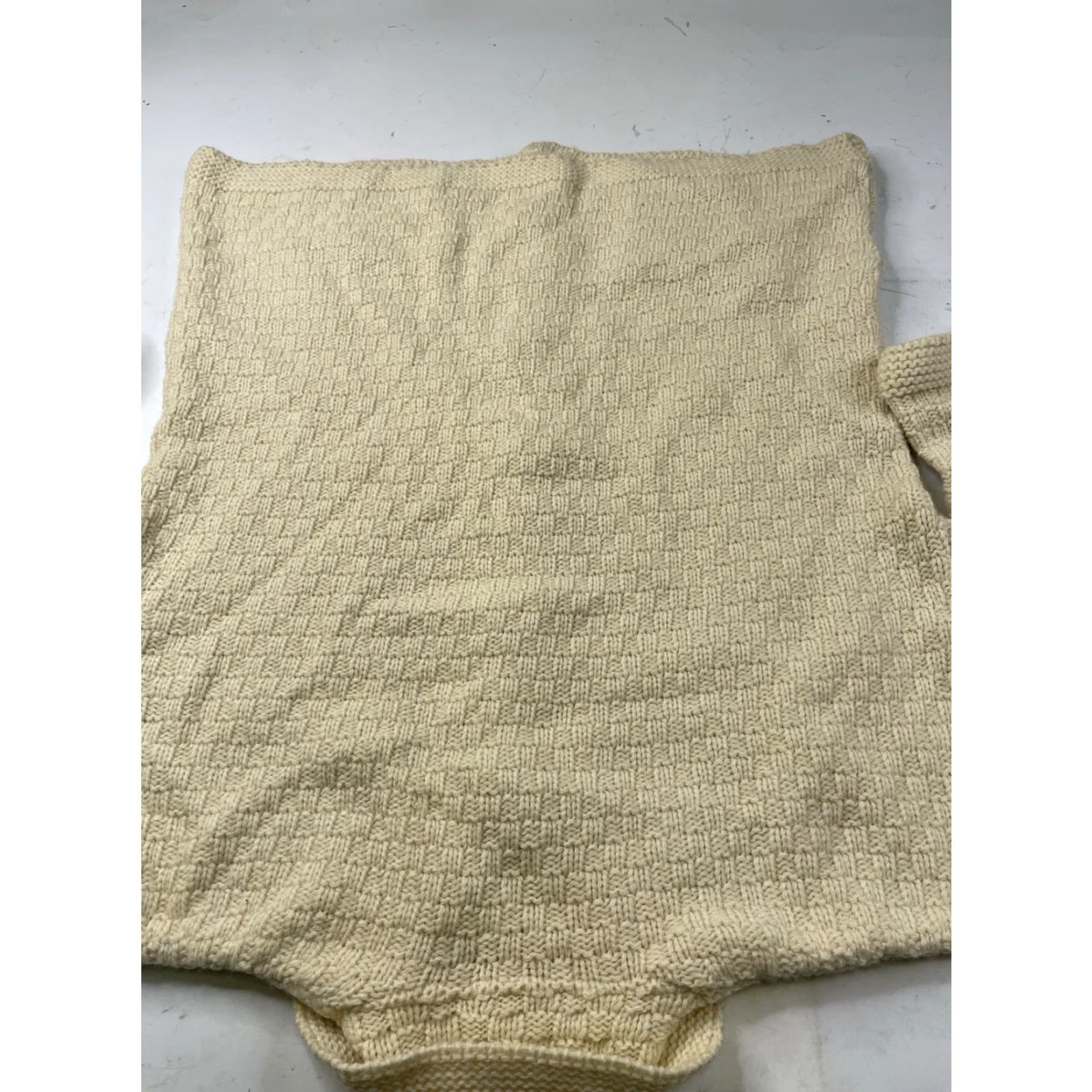 Vintage Aran Crafts Cable Knit Cardigan Sweater Womens Large Ivory Wool Size L / US 10 / IT 46 - 6 Thumbnail
