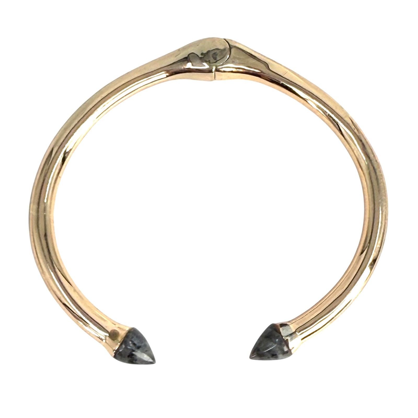 Other Slate Porter Hinge Cuff Bracelet Gold over Brass Larvikite Size ONE SIZE - 3 Thumbnail