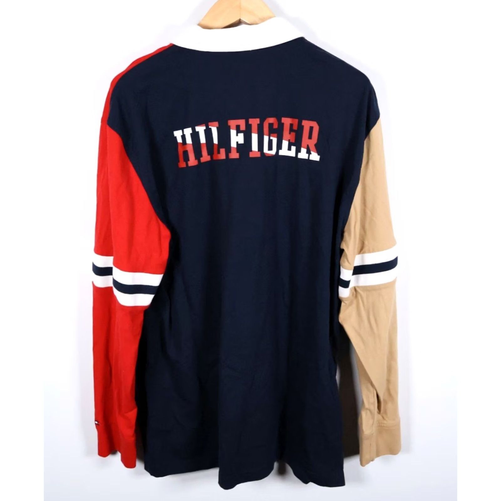 Tommy Hilfiger Tommy Hilfiger Rugby Polo Shirt Men's 2XL Blue Red Beige 1/4 Zip Long Sleeve Size US XXL / EU 58 / 5 - 2 Thumbnail