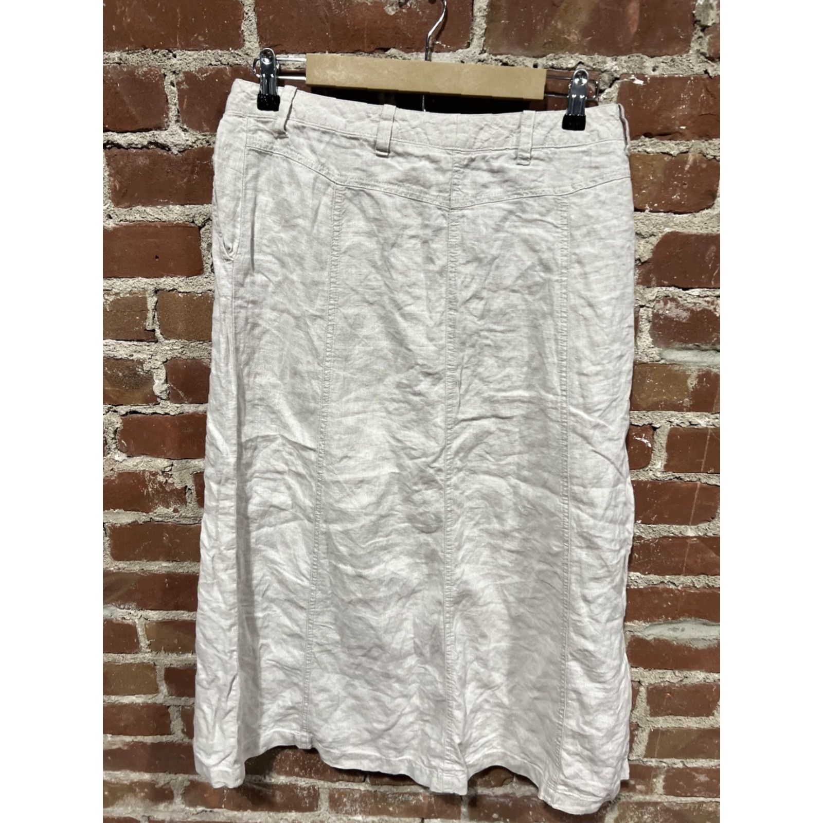 Talbots VINTAGE Talbots Skirt Womens 8 Linen Beige Pockets Knee Length A-Line 100% Linen Classic Size 30" / US 8 / IT 44 - 3 Thumbnail