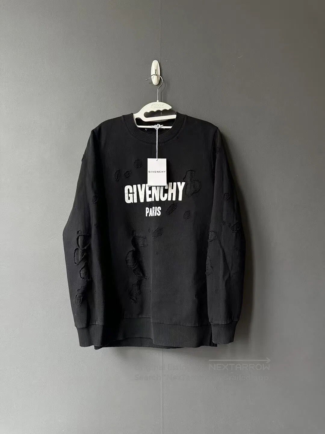 Givenchy Givenchy Black Heavy Ripped Sweatshirt| Size S / US 4 / IT 40 - 1 Thumbnail