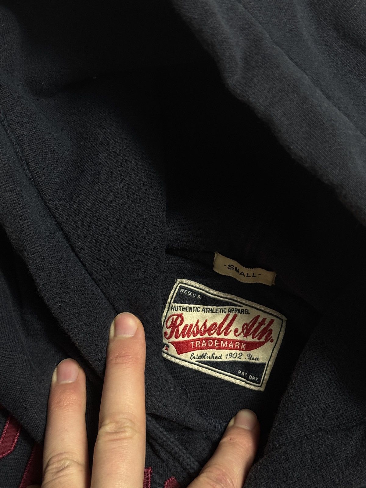 Russell Athletic × Vintage 90s Russell Athletic Big Logo Pullover Distressed Hoodies Size US XL / EU 56 / 4 - 3 Thumbnail