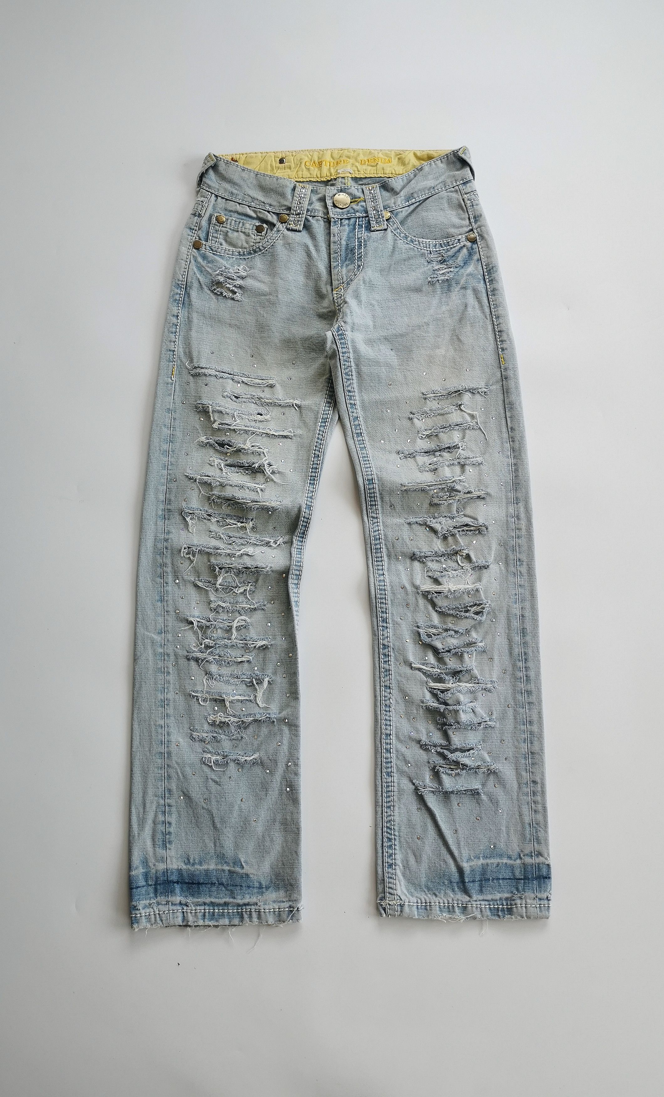 Le Grande Bleu (L.G.B.) Capture Denim Rhinestone Studded Distressed Denim Jeans Size US 28 / EU 44 - 3 Thumbnail