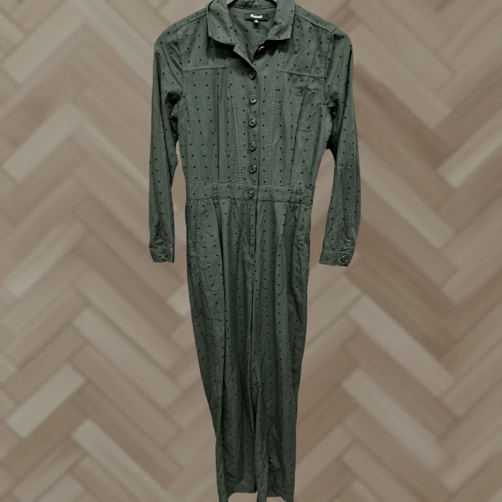Madewell Madewell Jumpsuit One-Piece Seamed Coverall Grid Dot Green 0 Women Regular Size 0 Polka Dot Exterior Color Green Mens? Size 25" / US 0 / IT 36 - 1 Thumbnail