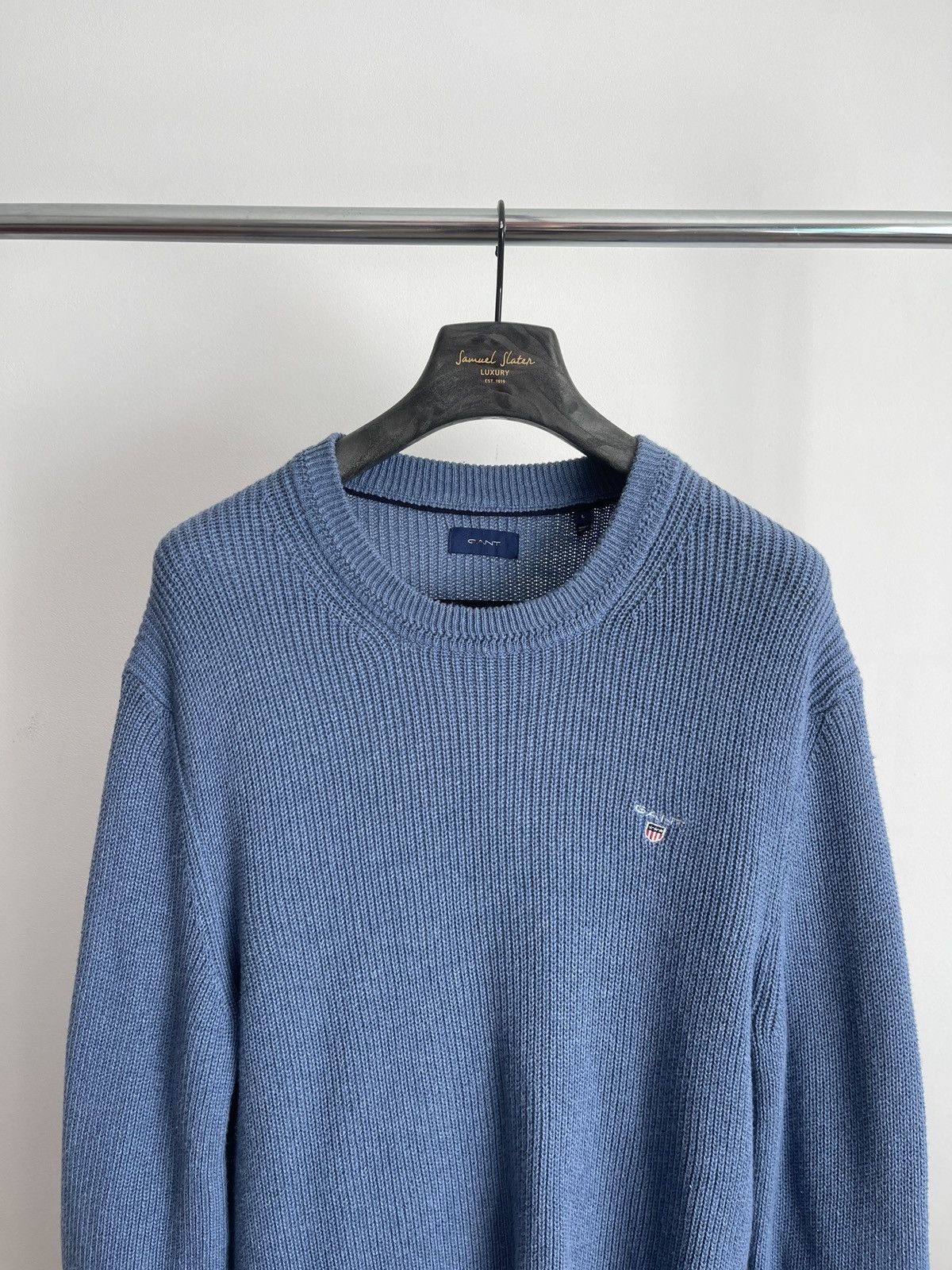 Gant Sweater wool Gant blue casual jumper knit crew neck Size US L / EU 52-54 / 3 - 2 Thumbnail