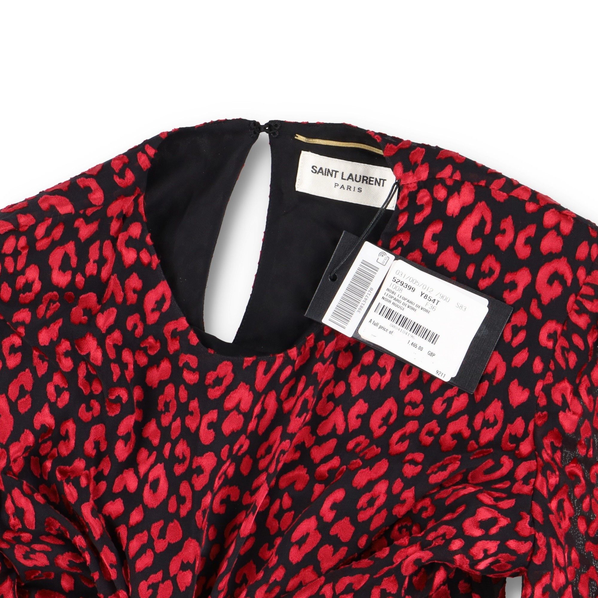 Saint Laurent Paris Red Leopard Print Tie-Up Silk Mini Dress Size S / US 4 / IT 40 - 5 Thumbnail