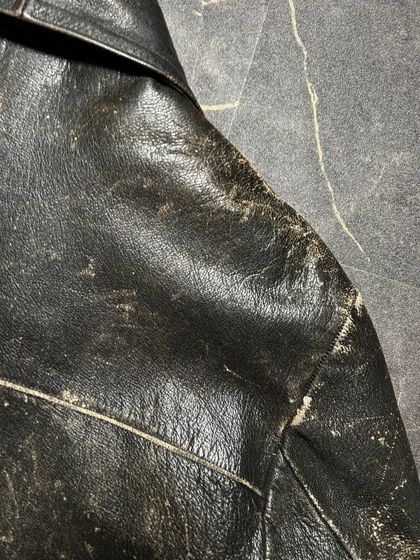 Vintage Distressed Leather Jacket Wool 60s 50s Retro vintage Size US L / EU 52-54 / 3 - 15 Thumbnail