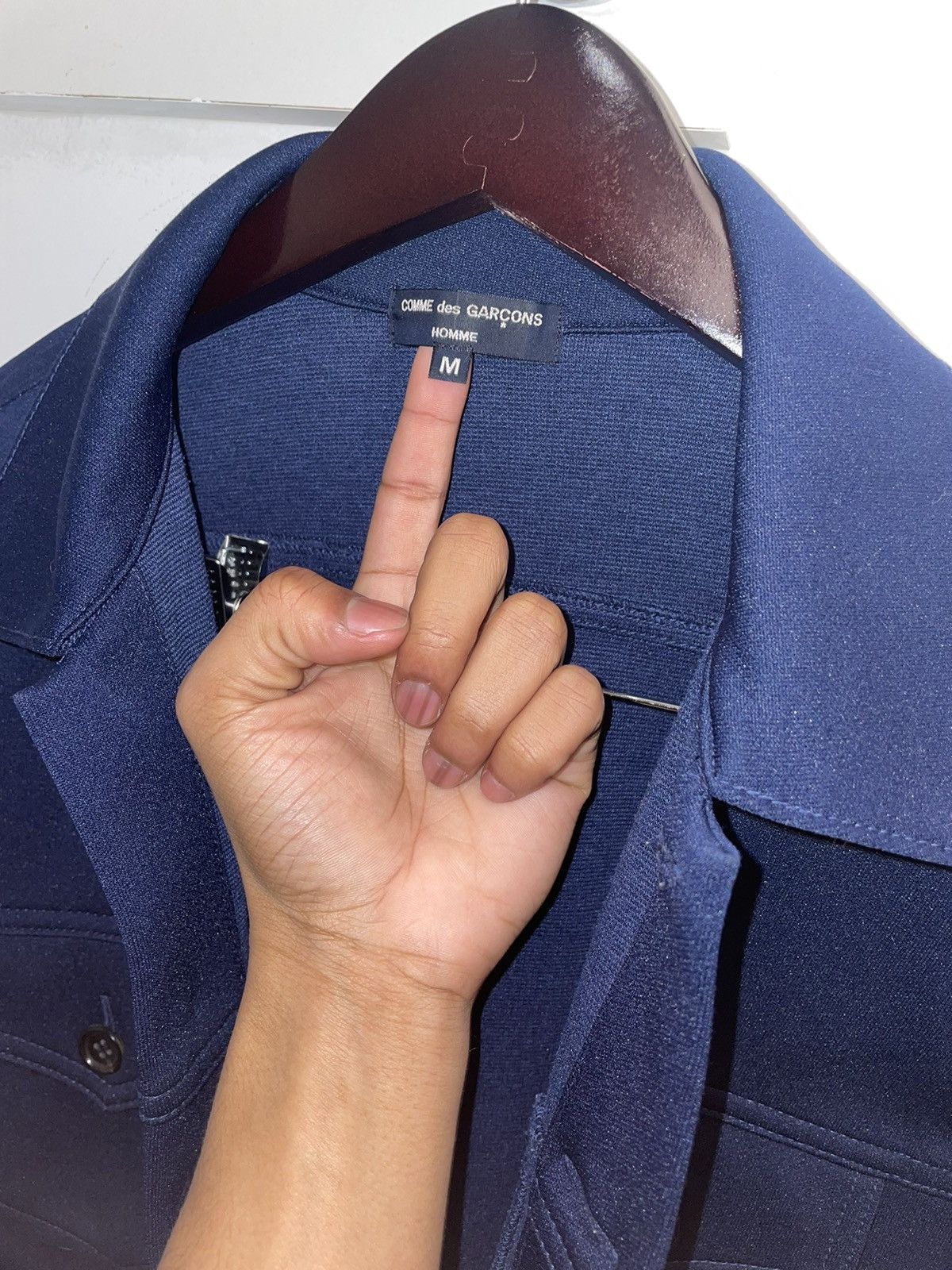 image of Comme Des Garcons x Comme Des Garcons Homme Aw03 Comme Des Garçon Homme Navy Trucker Jacket Very in