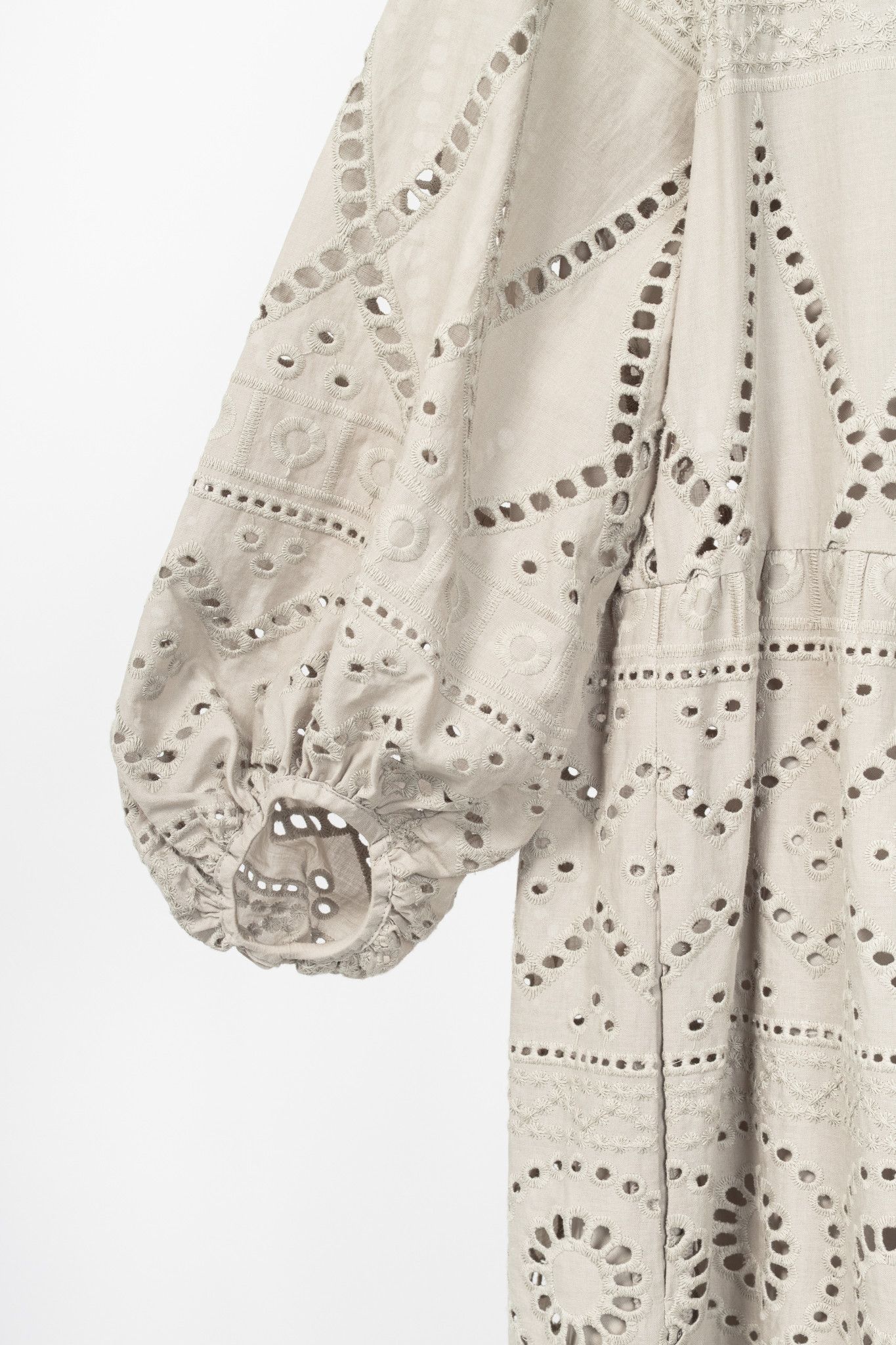 Luisa Cerano Luisa Cerano SS22 Taupe Cotton Broderie Anglaise Shirt Dress Size XL / US 12-14 / IT 48-50 - 6 Thumbnail