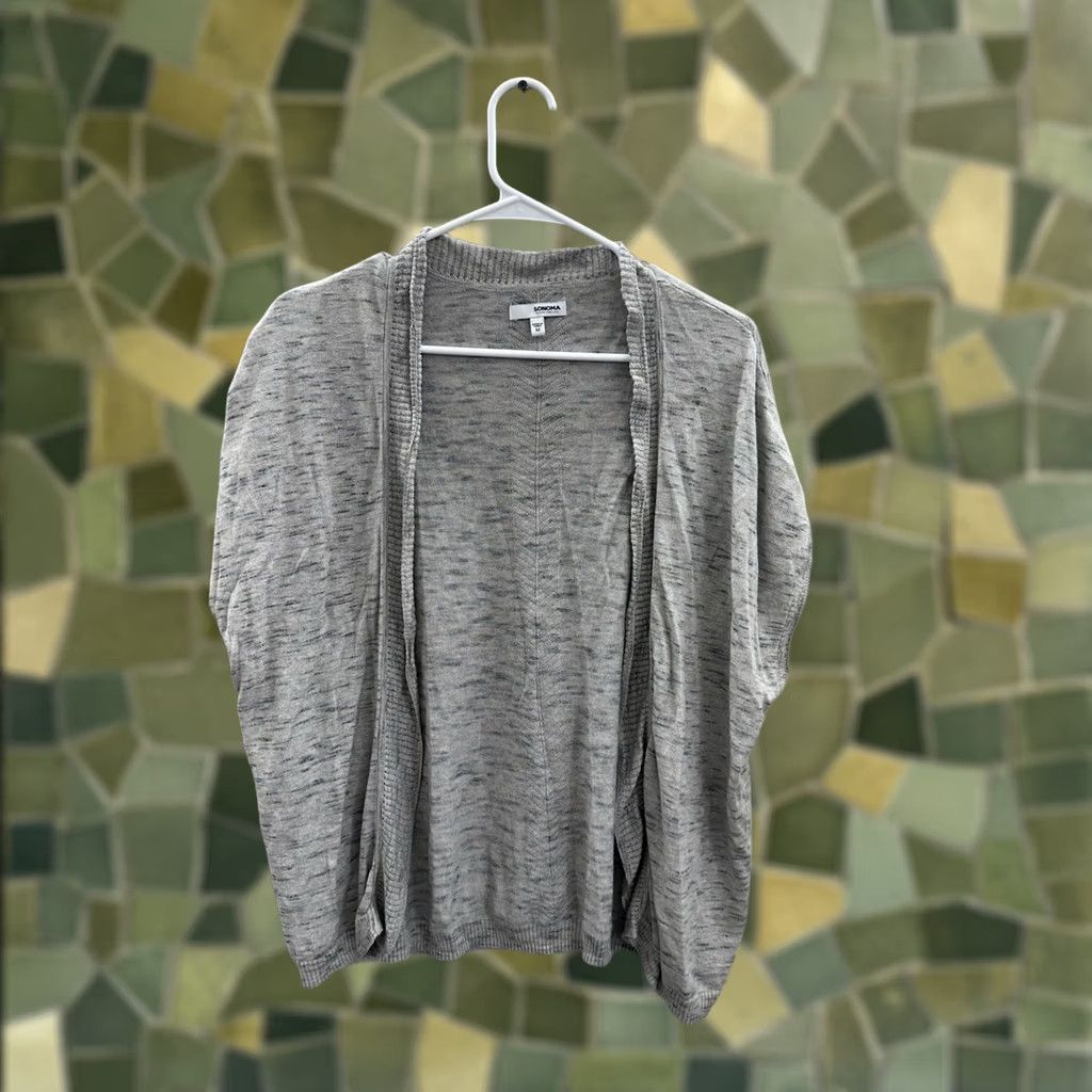 Vintage Sonoma Womens Cardigan Medium Gray Heathered Short Sleeve Open Front Size M / US 6-8 / IT 42-44 - 1 Thumbnail