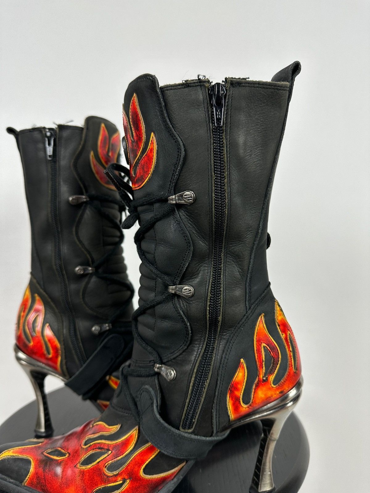 New Rock New Rock Flames Leather Heels Boots Y2K Size US 9 / IT 39 - 19 Thumbnail