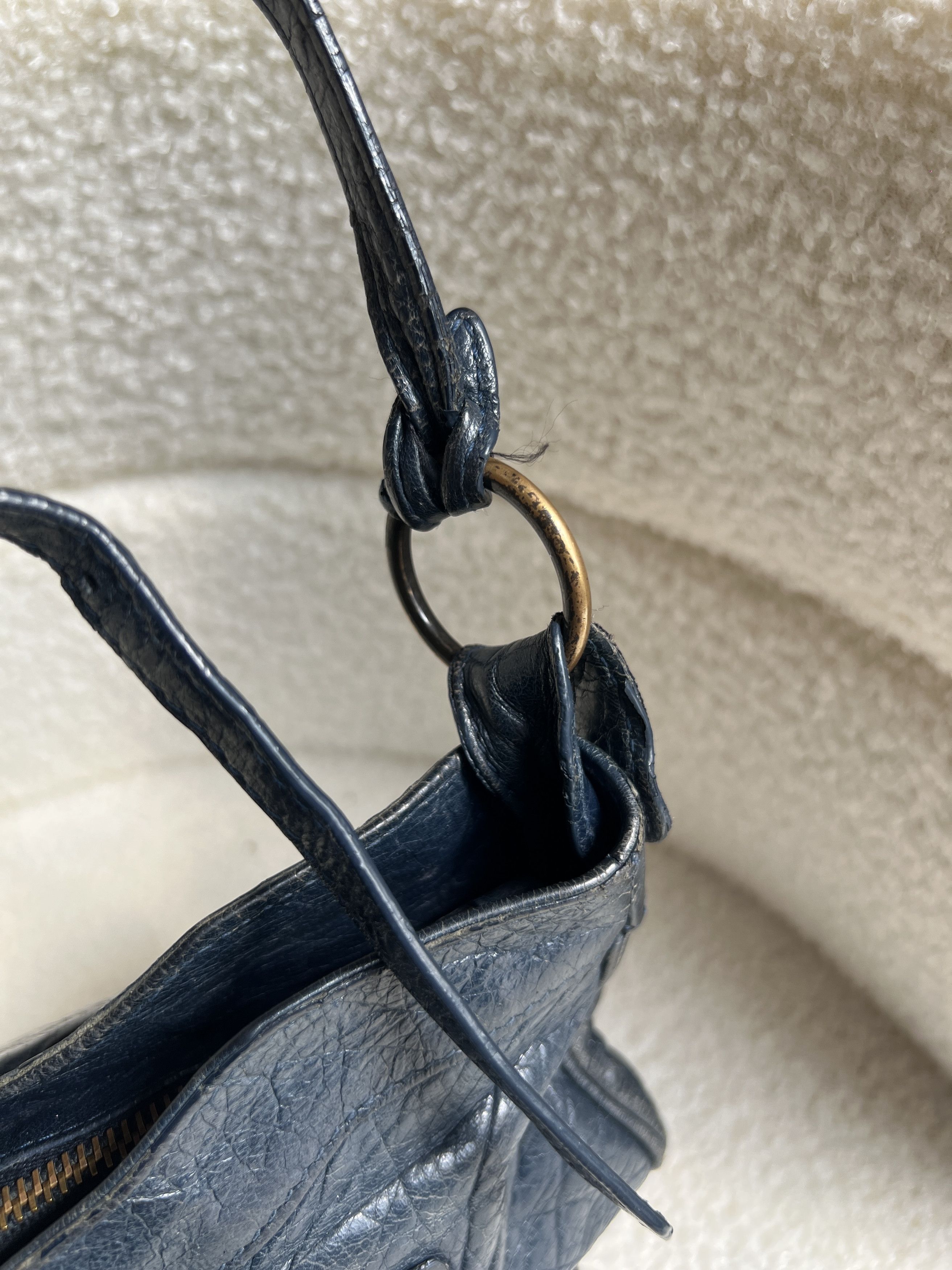 Balenciaga Authentic Balenciaga Navy Blue Hip City Leather Bag Size ONE SIZE - 13 Thumbnail