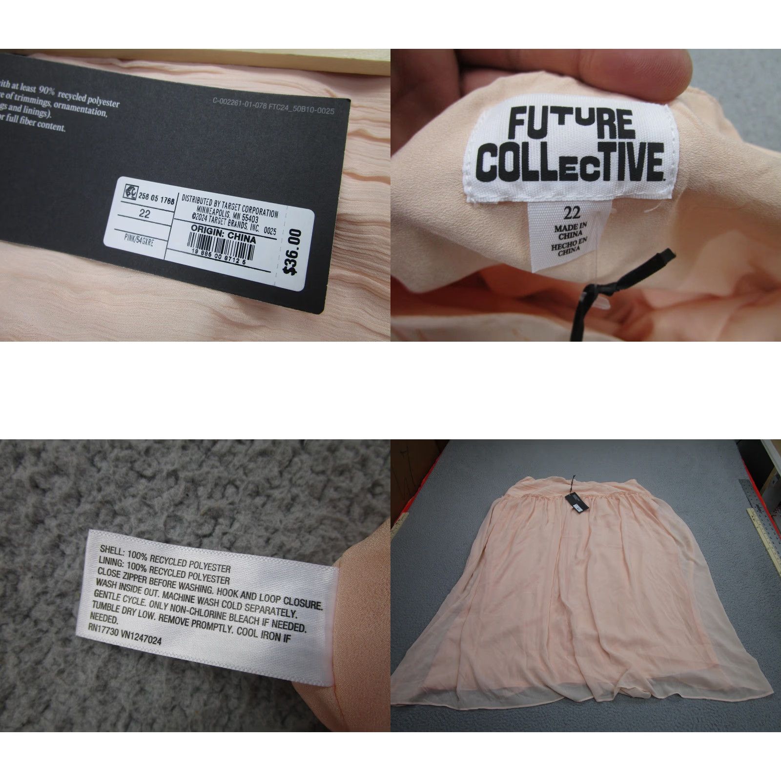 Vintage Future Collective Skirt Womens 22 Pink Chiffon Maxi Layered Lined Plus Fairy Size 40" / US 18 - 8 Thumbnail