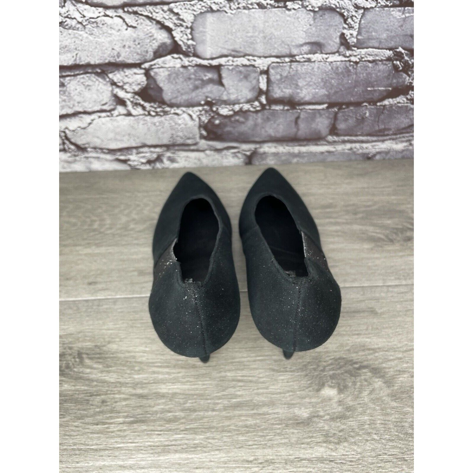 Free People Free People Black Suede Glitter Slip On Pointed Toe Heels Wo Size US 8.5 / IT 38.5 - 6 Thumbnail