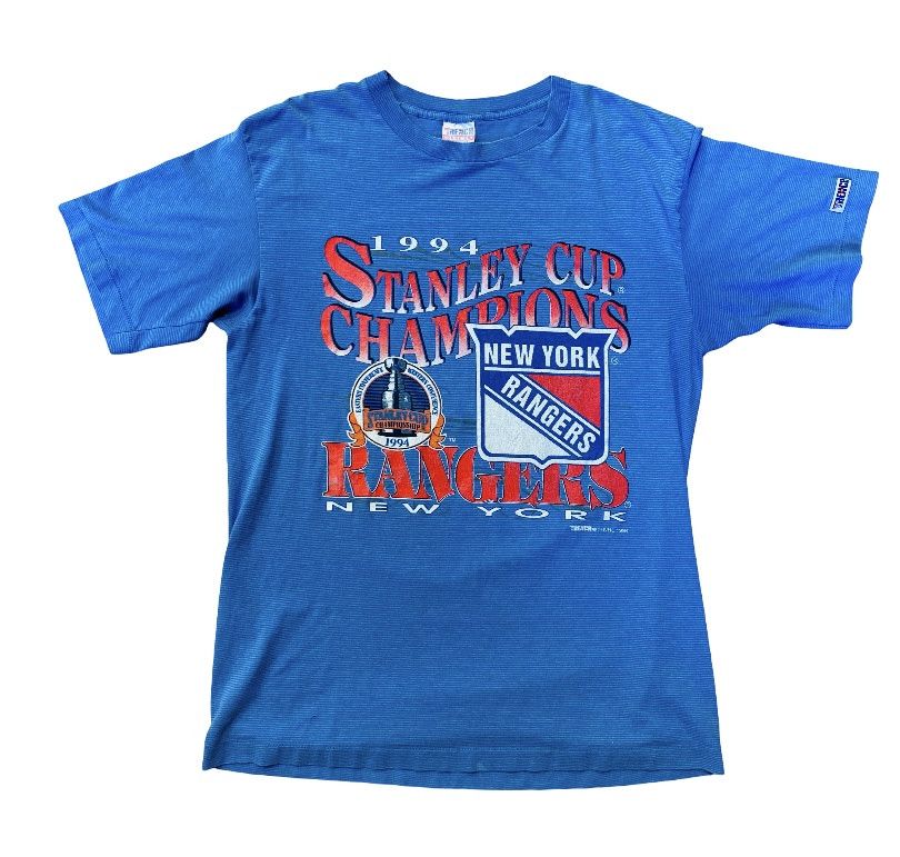 Vintage 1994 NHL Champions NY Rangers Short Sleeve Tee Shirt Blue Size US XL / EU 56 / 4 - 1 Thumbnail