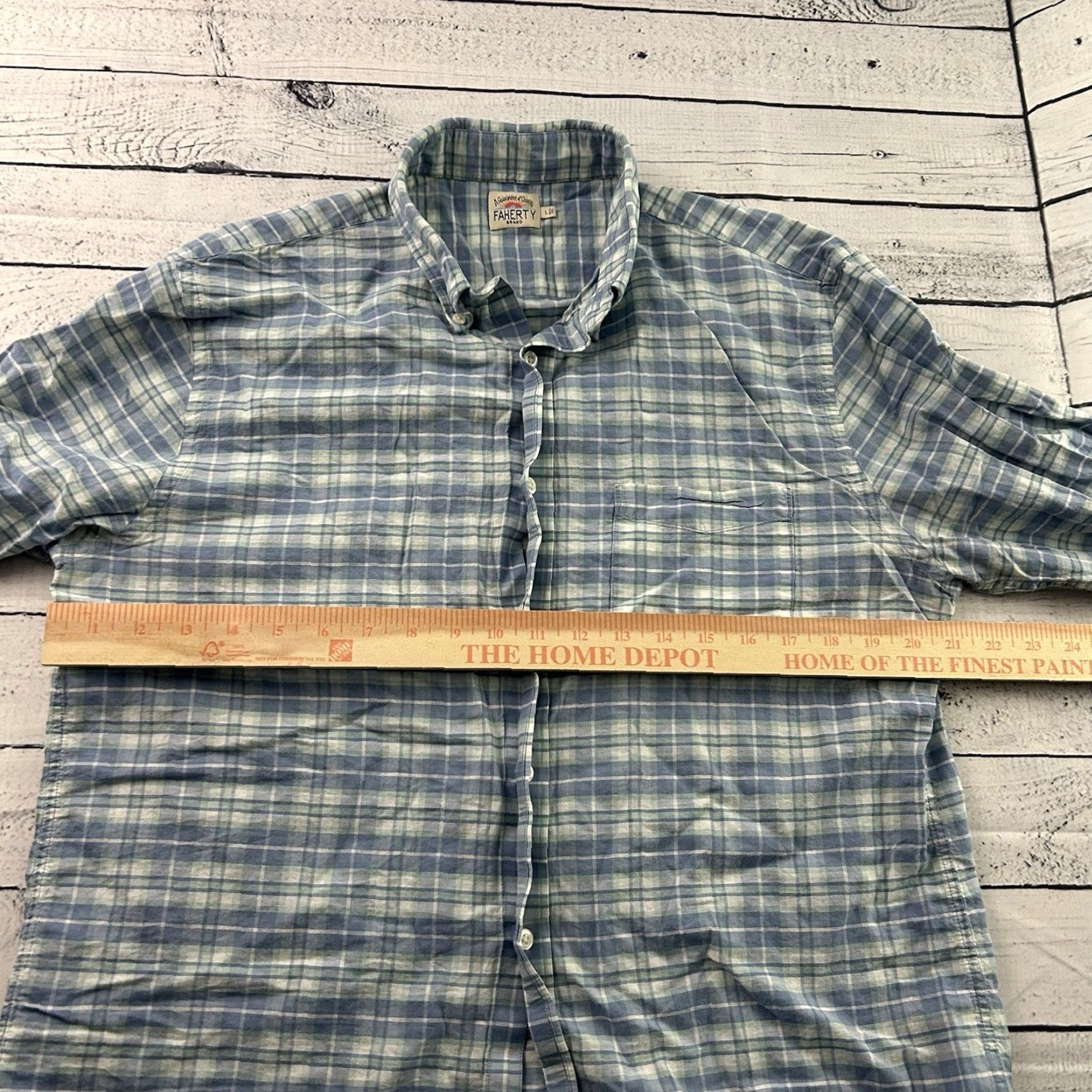 Faherty Faherty Long Sleeve Plaid Button Front Shirt Men's Large Blue Size US L / EU 52-54 / 3 - 4 Thumbnail