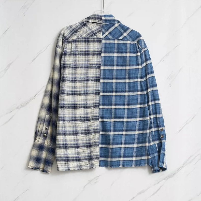 Greg Lauren greg lauren size 2Men's plaid patchwork shirt 2505-Nextarro Size US M / EU 48-50 / 2 - 5 Thumbnail