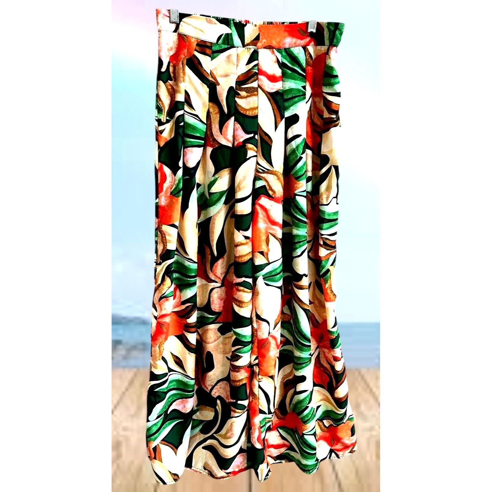 Other Moon Orchid Palazzo Pants Medium Abstract Festive High Waist Size 30" / US 8 / IT 44 - 1 Thumbnail