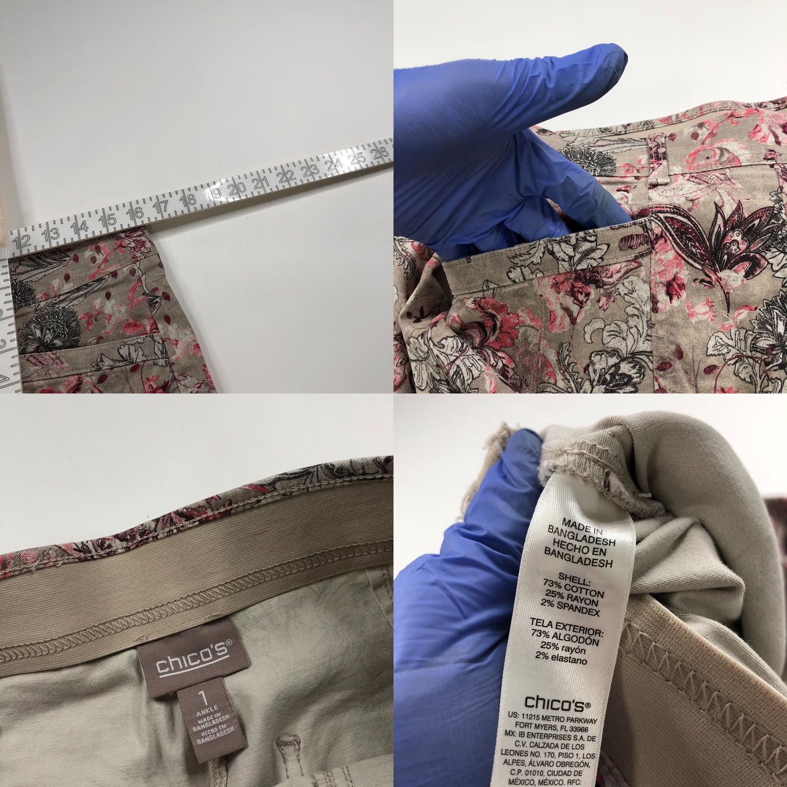 Vintage Chico's Pants Boho Floral High Rise Wide Leg Pull On Elastic Cotton Rayon Spandex Straight Front Pockets Regular 1 33W 26L Womens Modern Vintage: No Size 24" / US 00 / IT 34 - 8 Thumbnail