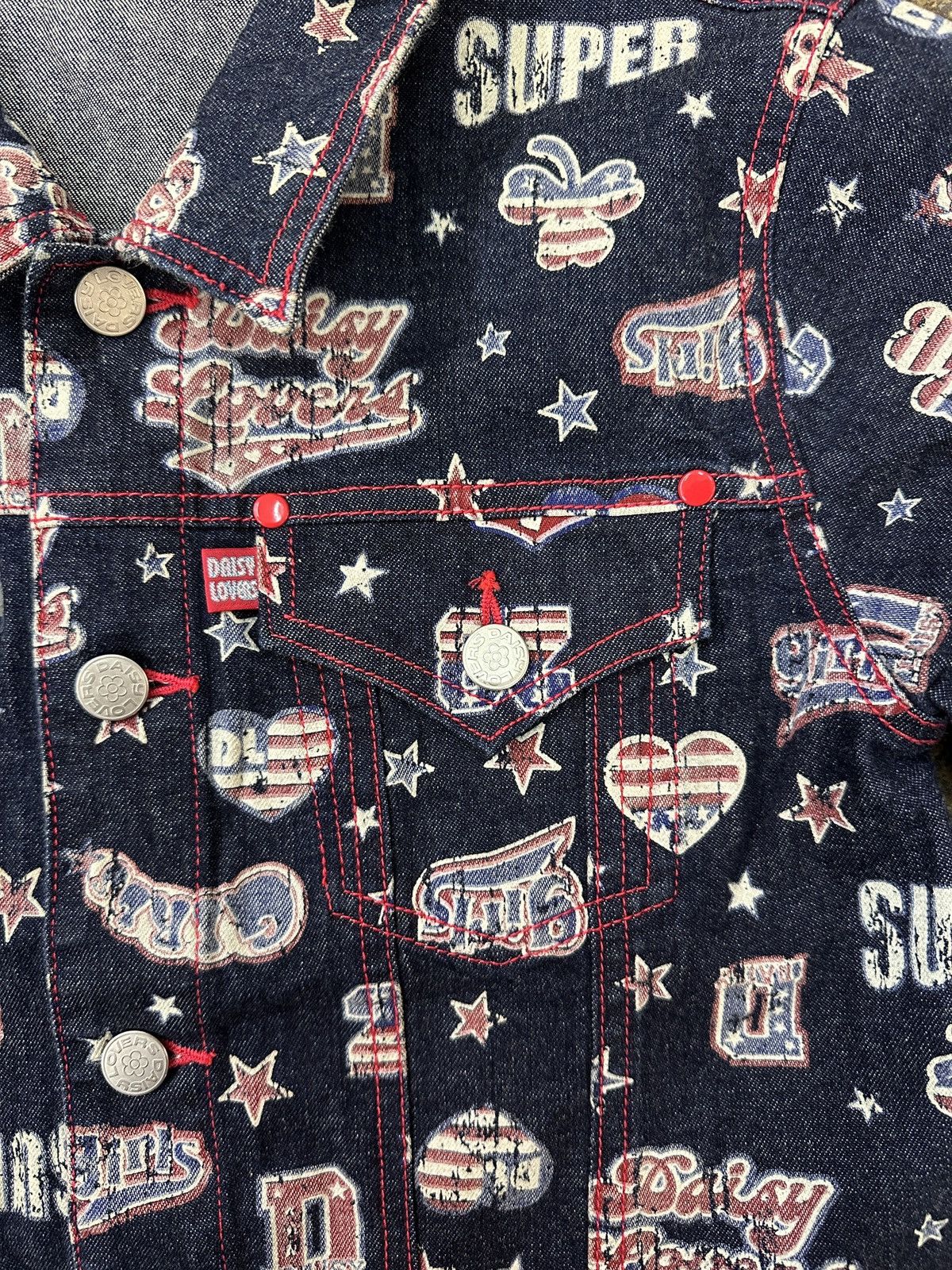 Angel Blue 1990s Daisy Lovers - Glitter Overprint Denim Jacket Size US M / EU 48-50 / 2 - 3 Thumbnail