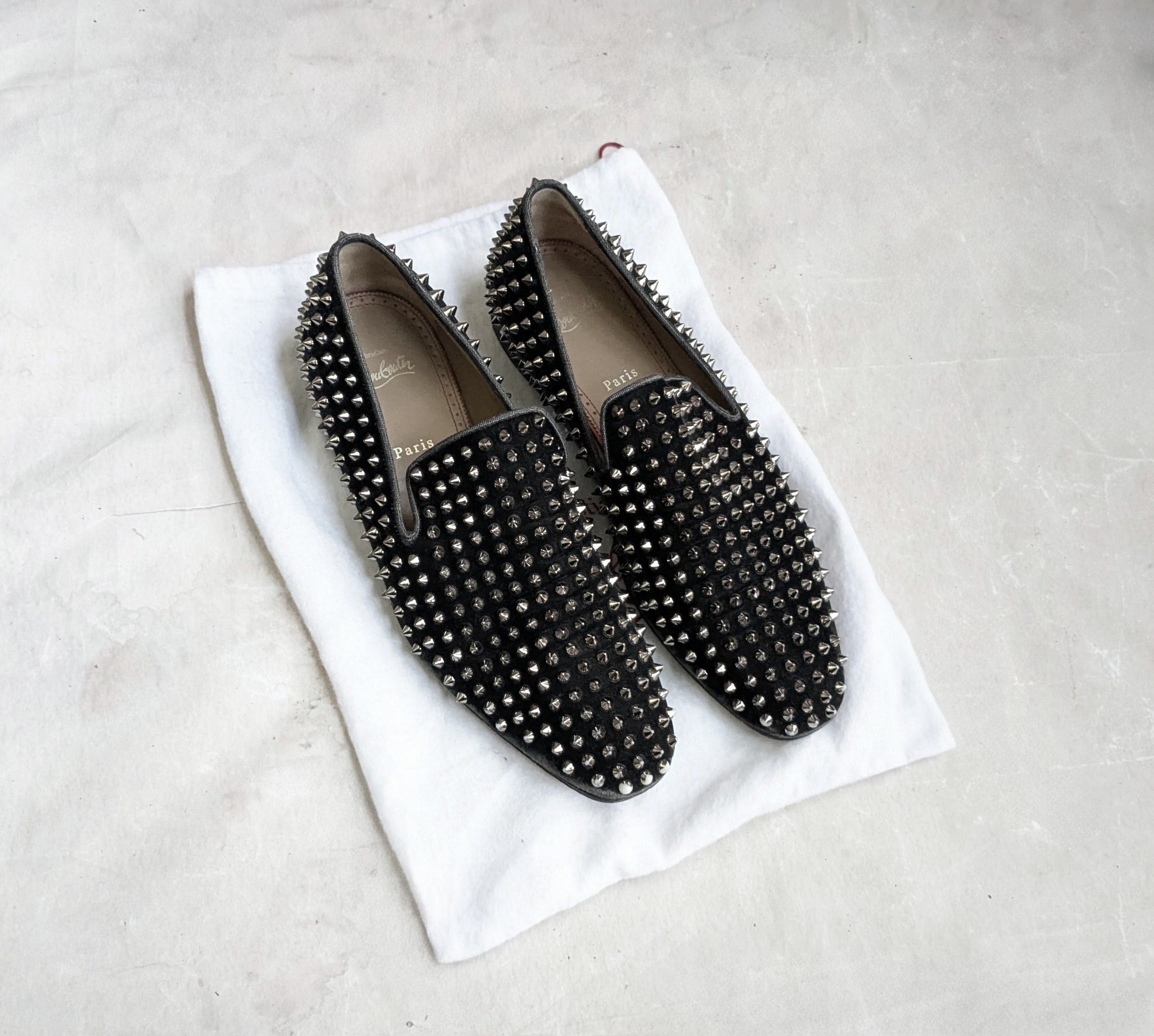 Christian Louboutin Christian Louboutin Spike Loafers Black Velvet 9.5 42.5 Size US 9.5 / EU 42-43 - 1 Thumbnail