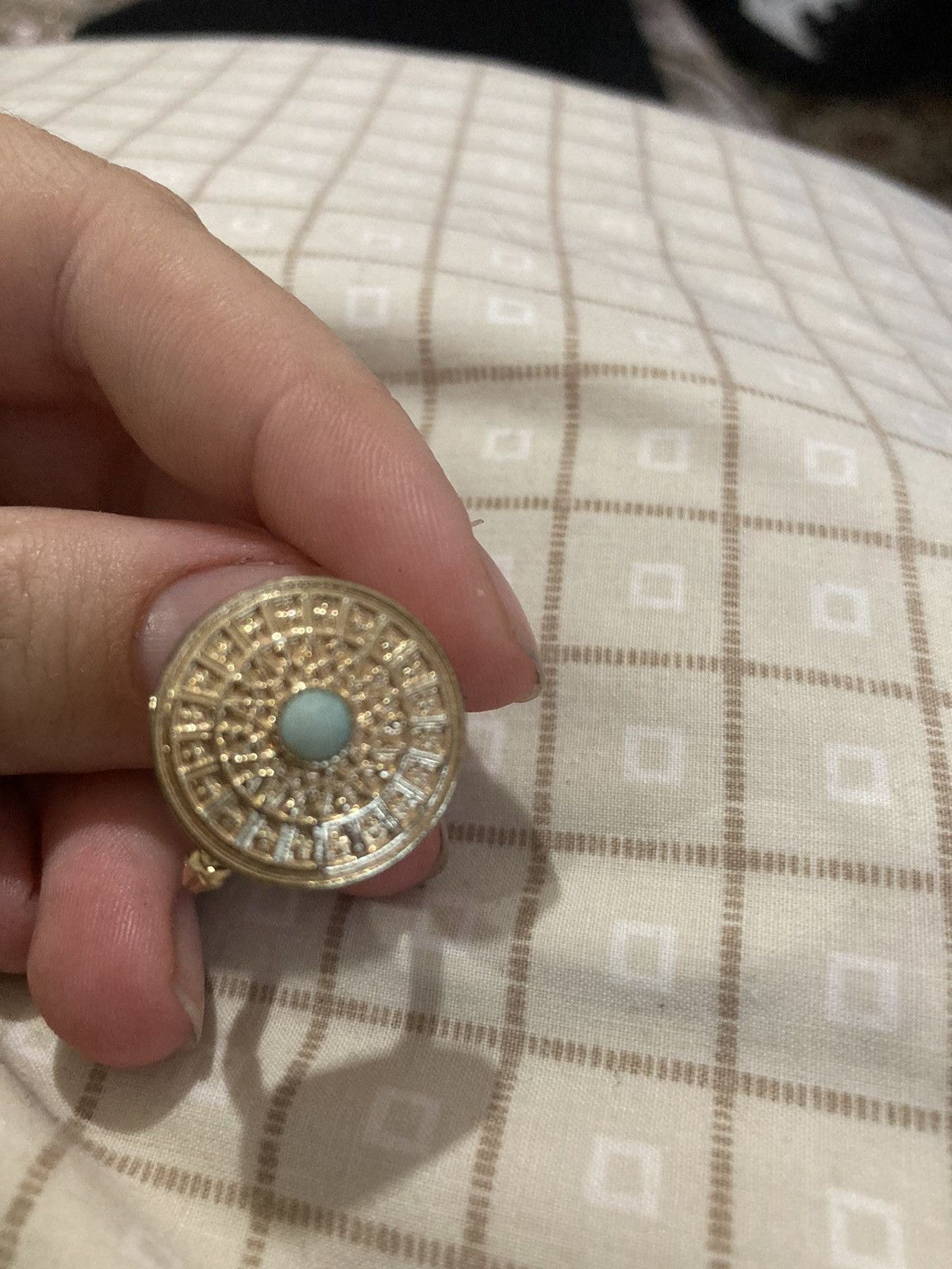 Jewelry Gold plated and green stone ring Size ONE SIZE - 1 Thumbnail