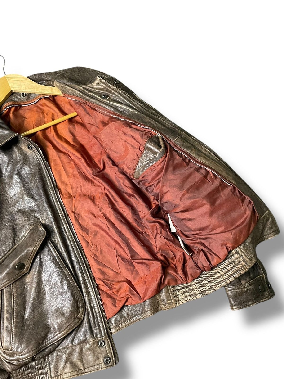 Vintage Japanese Brand Utility Pocket Leather Jacket (101) Size US XXS / EU 40 - 6 Thumbnail