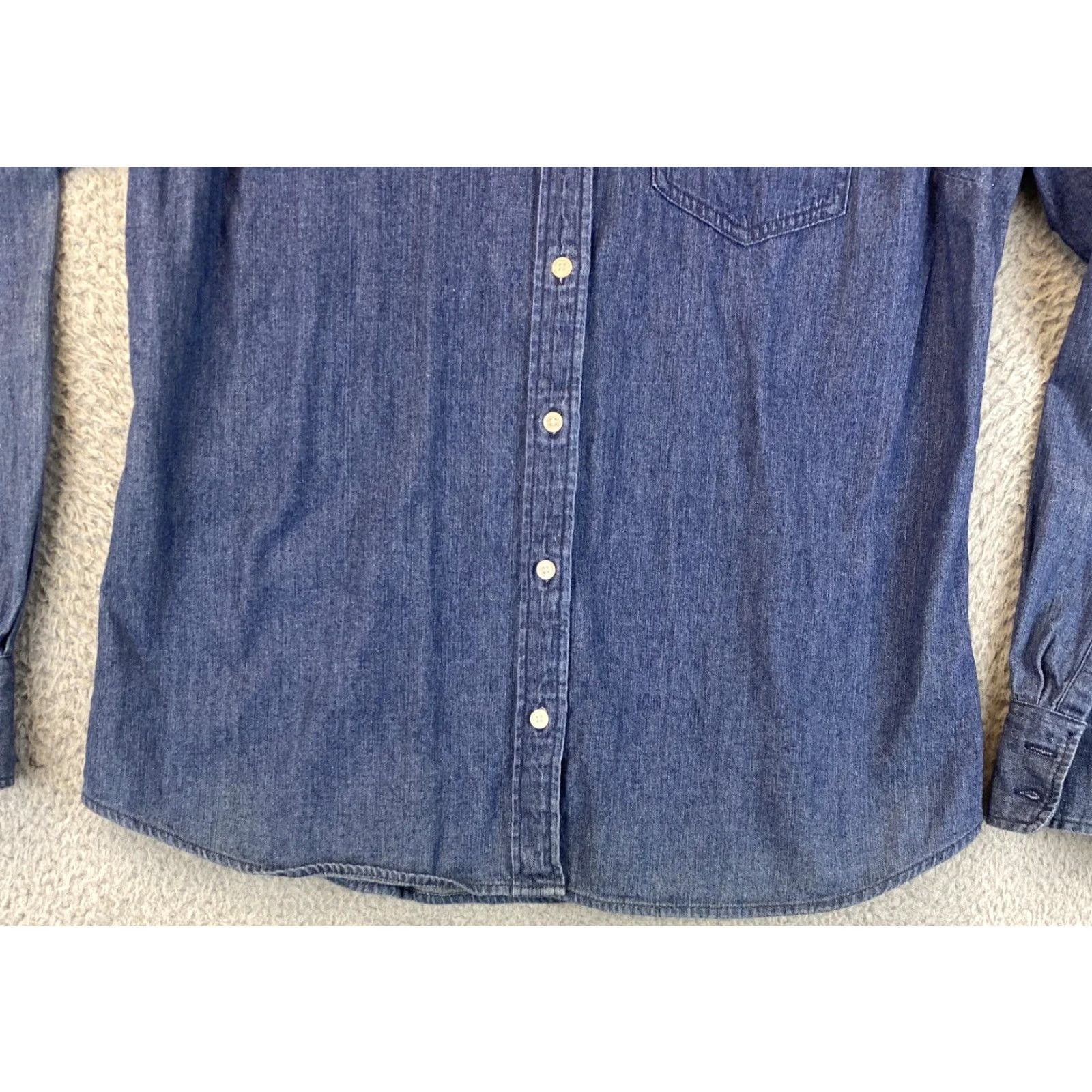 Ralph Lauren LAUREN RALPH LAUREN Women's Blue Long Sleeve Button-Up Shirt with Pockets Size M Cotton Size M / US 6-8 / IT 42-44 - 6 Thumbnail