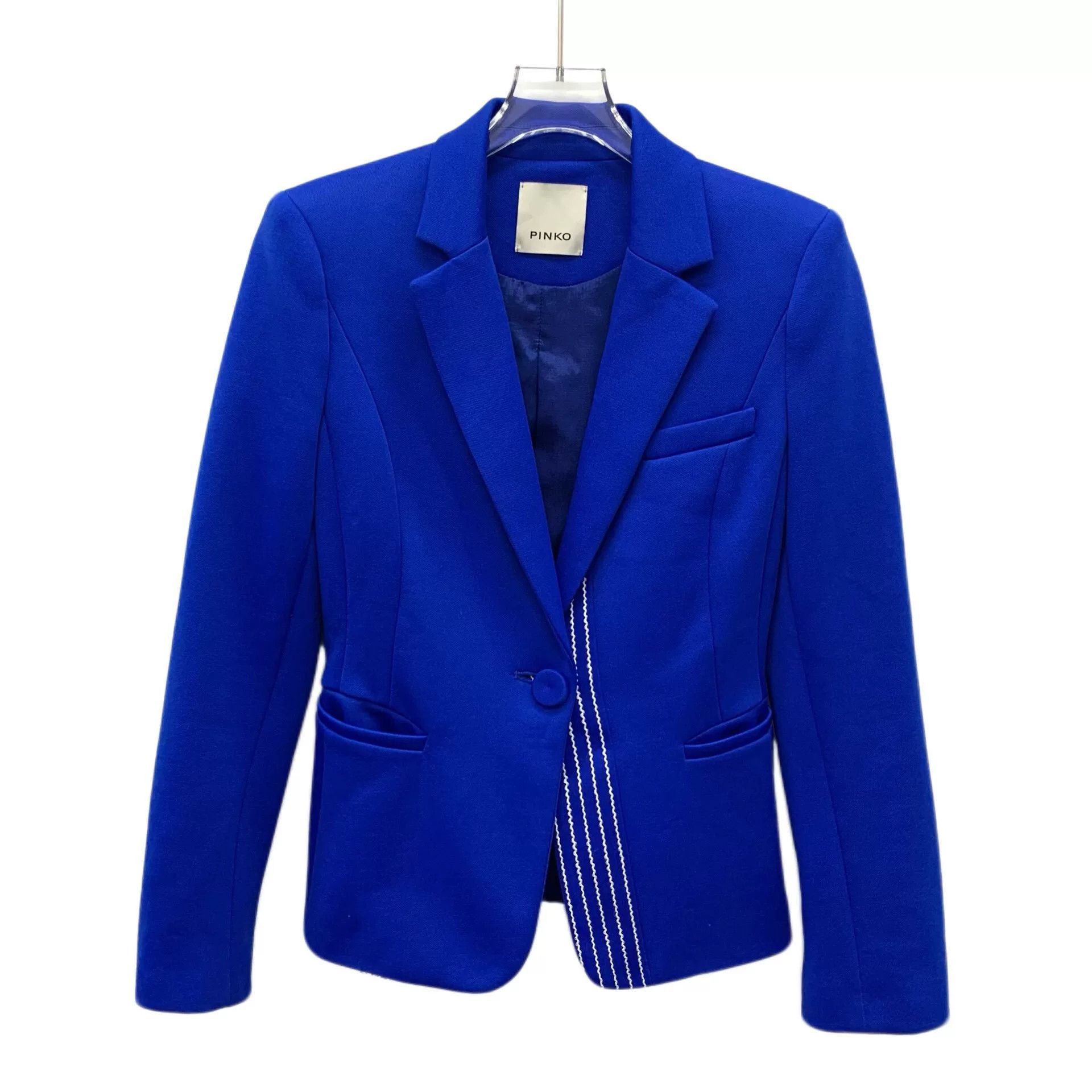 Pinko Pinko Dark Blue Cotton Lapel Single-Button Blazer Size S / US 4 / IT 40 - 1 Thumbnail