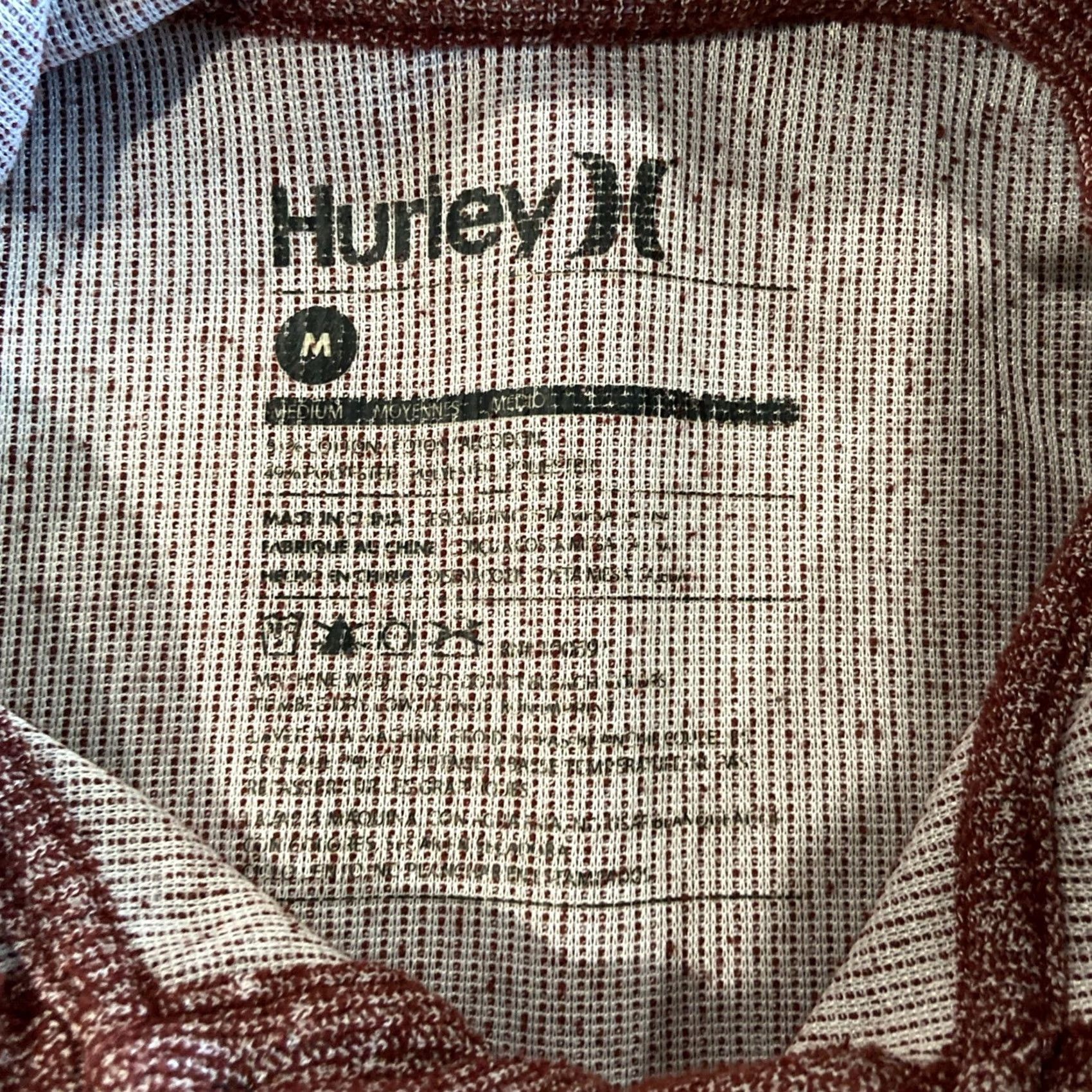 Hurley Hurley Mens M Hoodie Sweatshirt Hooded Henley Midweight Maroon Size US M / EU 48-50 / 2 - 2 Thumbnail