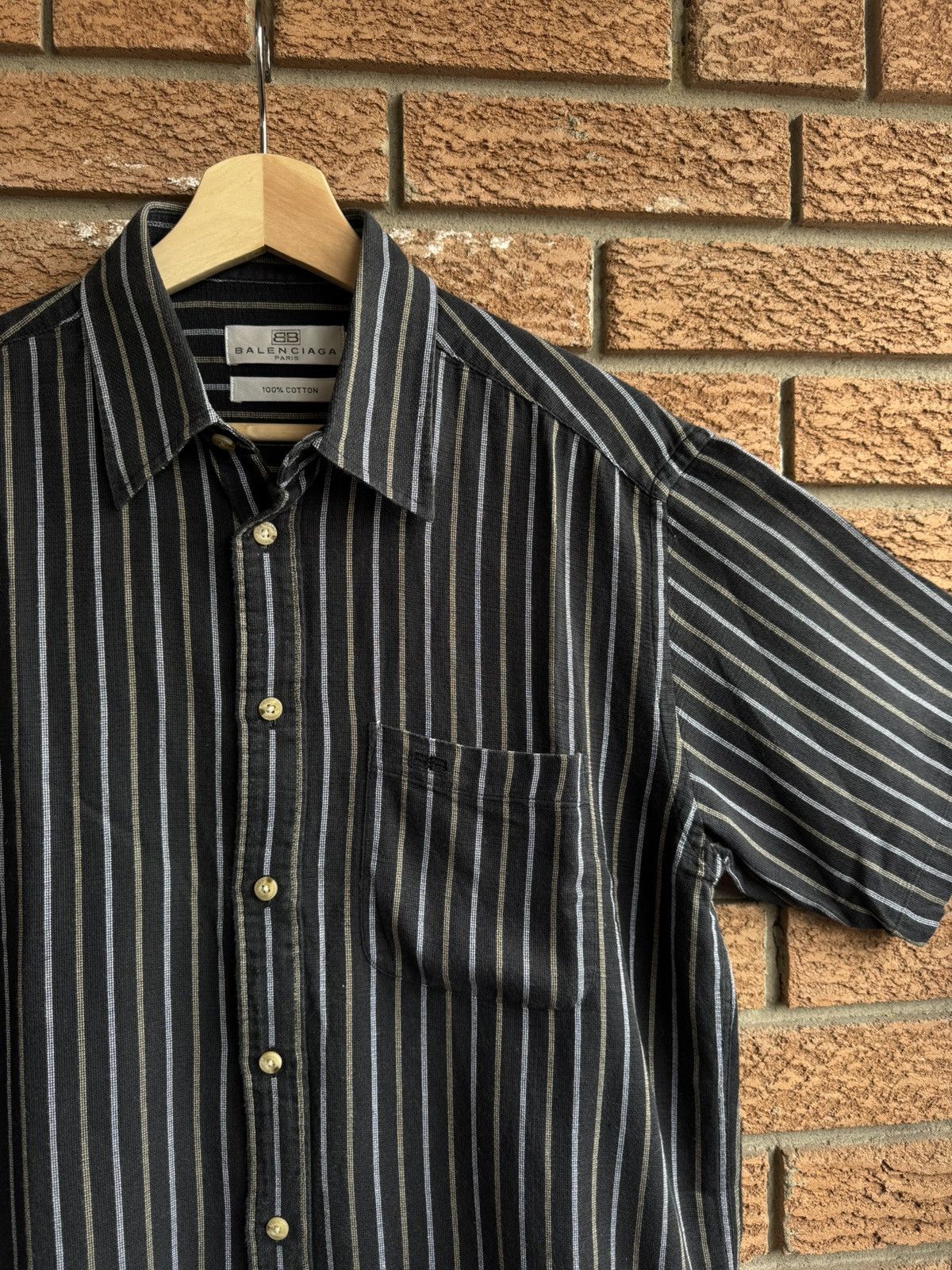 Balenciaga Balenciaga Vintage Shirt Striped Button Ups Size US L / EU 52-54 / 3 - 5 Thumbnail