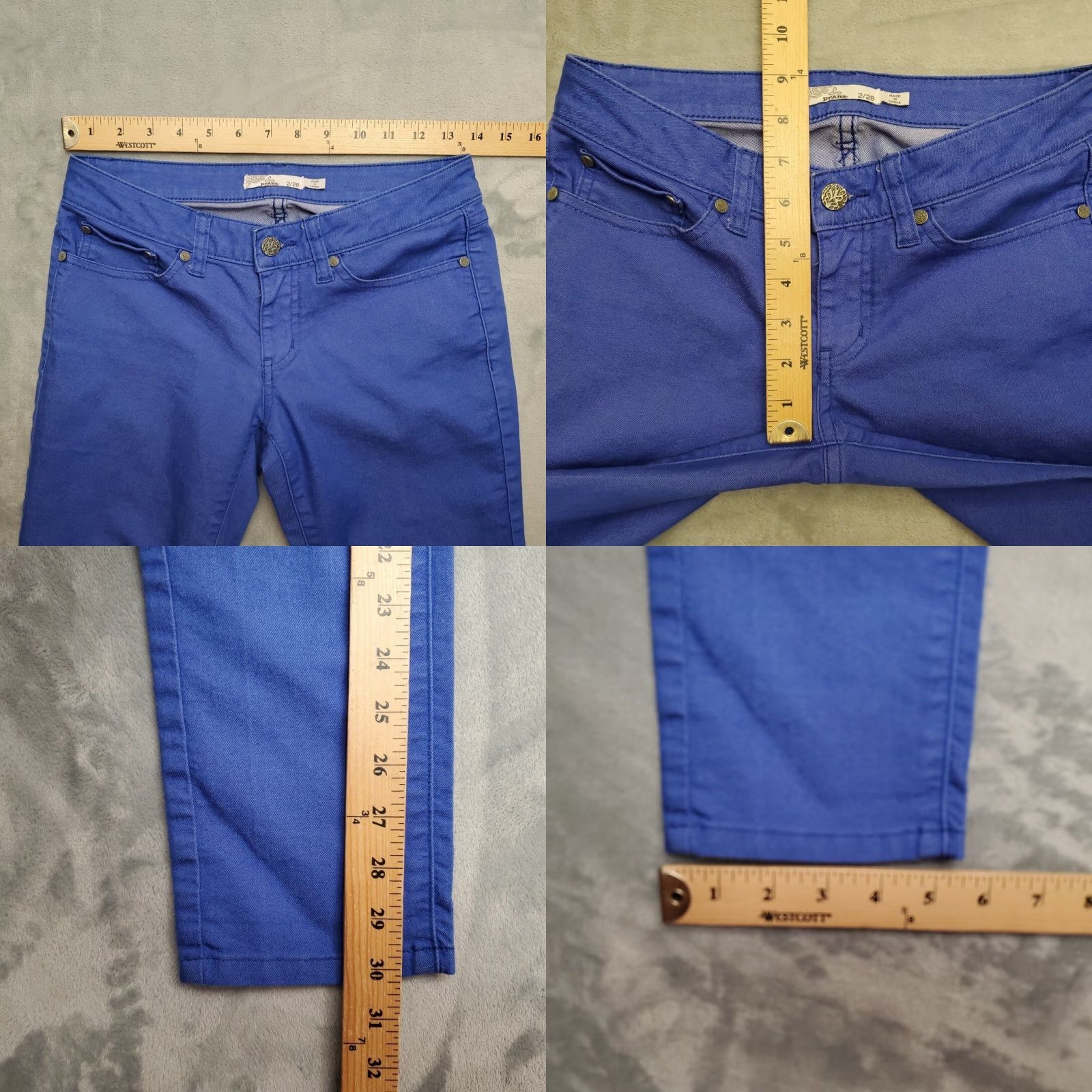 Prana VINTAGE Prana Pants Womens 2/26 Blue Stretch Twill Classic 5 Pocket Chino Outdoors Gorp Size 26" / US 2 / IT 38 - 9 Thumbnail