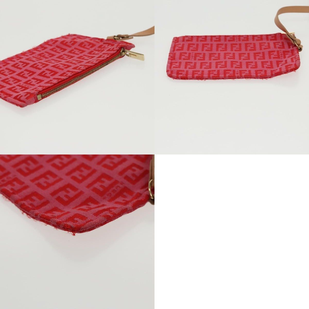 Fendi FENDI Zucchino Canvas Hand Bag Red Gold Size ONE SIZE - 13 Thumbnail