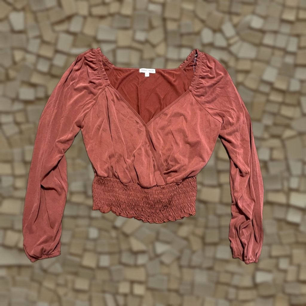 Vintage Moa Moa Shirt Womens Large Orange Crop Top V-neck T-Shirt Casual Cropped Regular Size L / US 10 / IT 46 - 1 Thumbnail