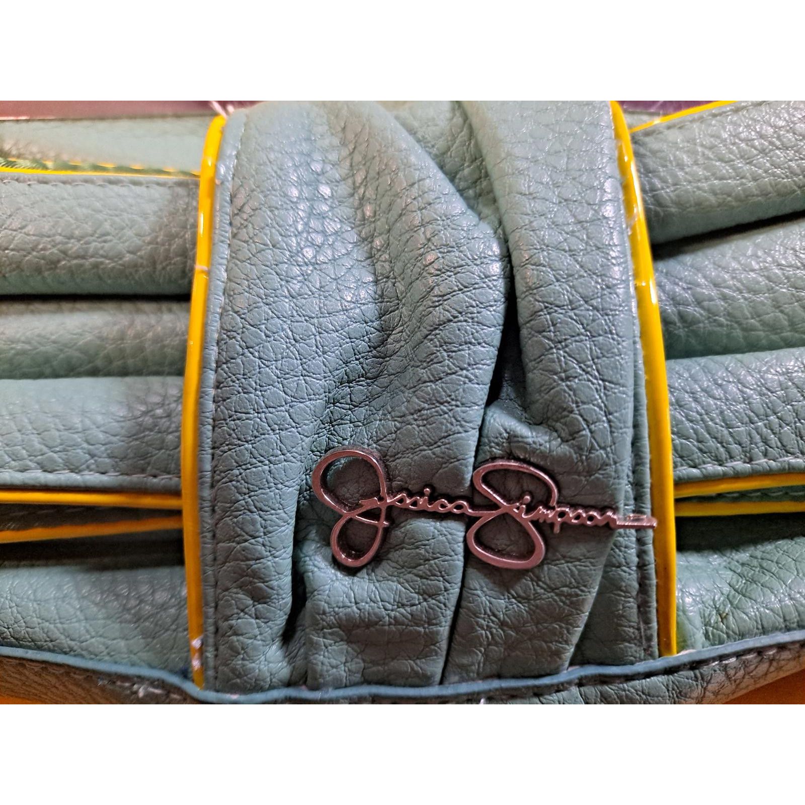 Jessica Simpson Jessica Simpson Teal and Yellow Clutch Purse Wristlet Size ONE SIZE - 2 Thumbnail