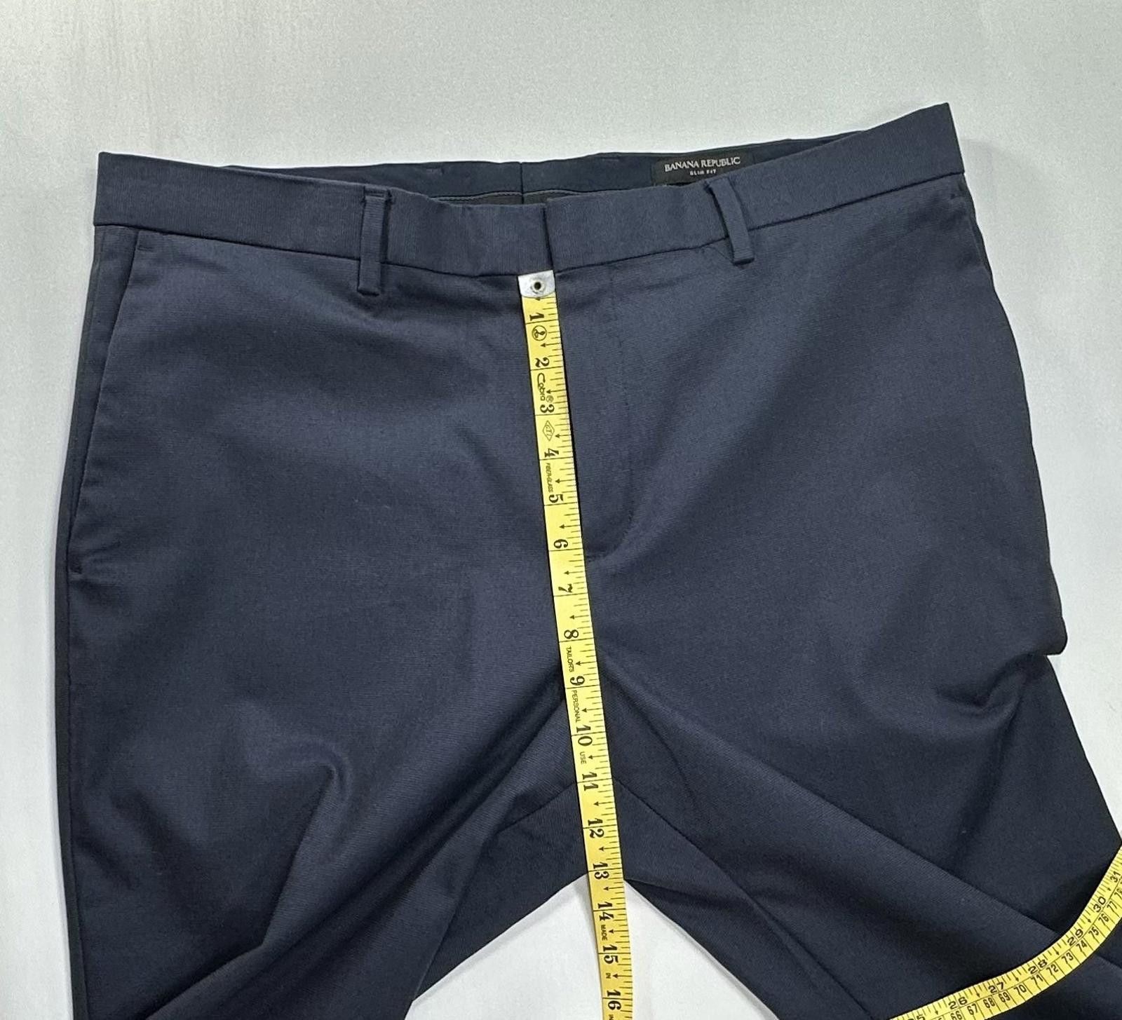 Banana Republic Banana Republic Slim Flat Straight Dress Pant Blue Men 36/34 Size US 36 / EU 52 - 4 Thumbnail
