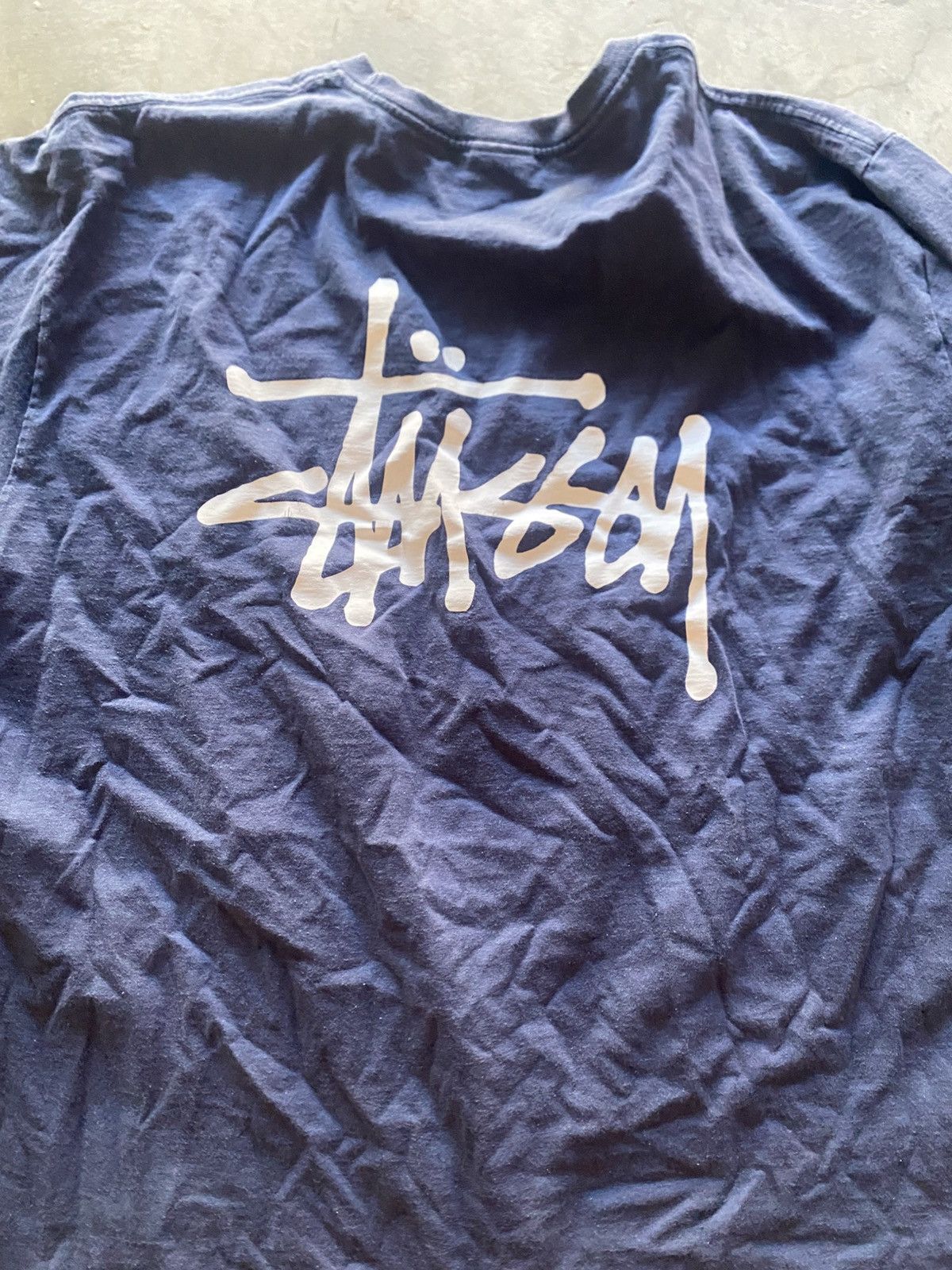 Stussy × Vintage Stussy Navy Script Tee Size US XL / EU 56 / 4 - 5 Thumbnail