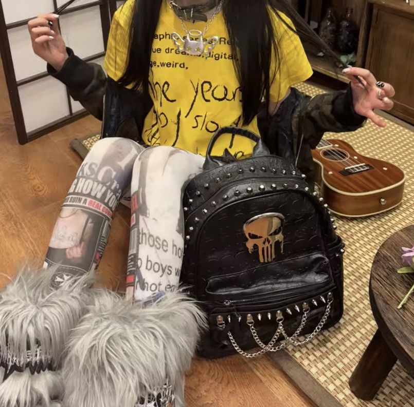 Other Skull Gothic Skeleton Black Unisex Streetwear Backpack Size ONE SIZE - 6 Thumbnail