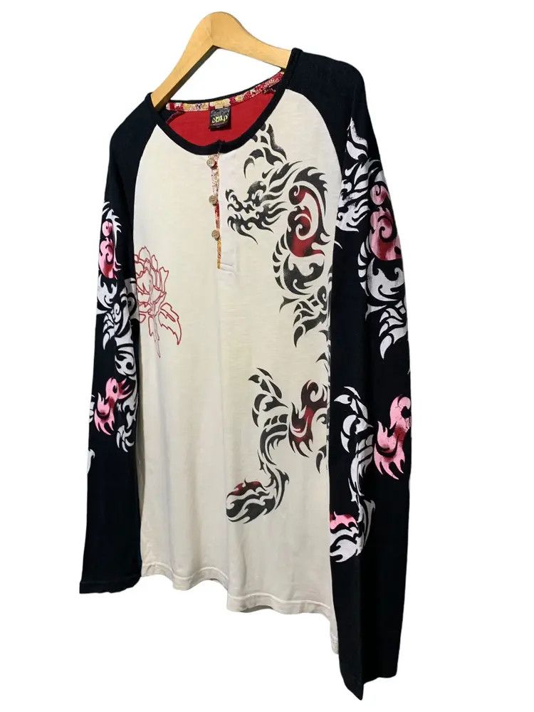 Vintage 2000s DBLD JAPAN tribal dragon tatto sukajan longsleeve Size US L / EU 52-54 / 3 - 1 Thumbnail