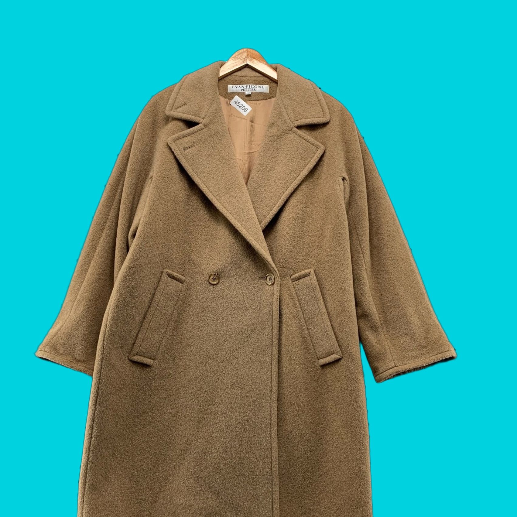 VINTAGE Evan Picone Wool Mohair Coat Womens Size 16 Petites Camel Beige Union USA