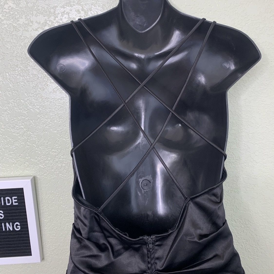 Other Ruby Rox Black Ruched Satin Bodycon Mini Dress Size 9 Size M / US 6-8 / IT 42-44 - 9 Thumbnail