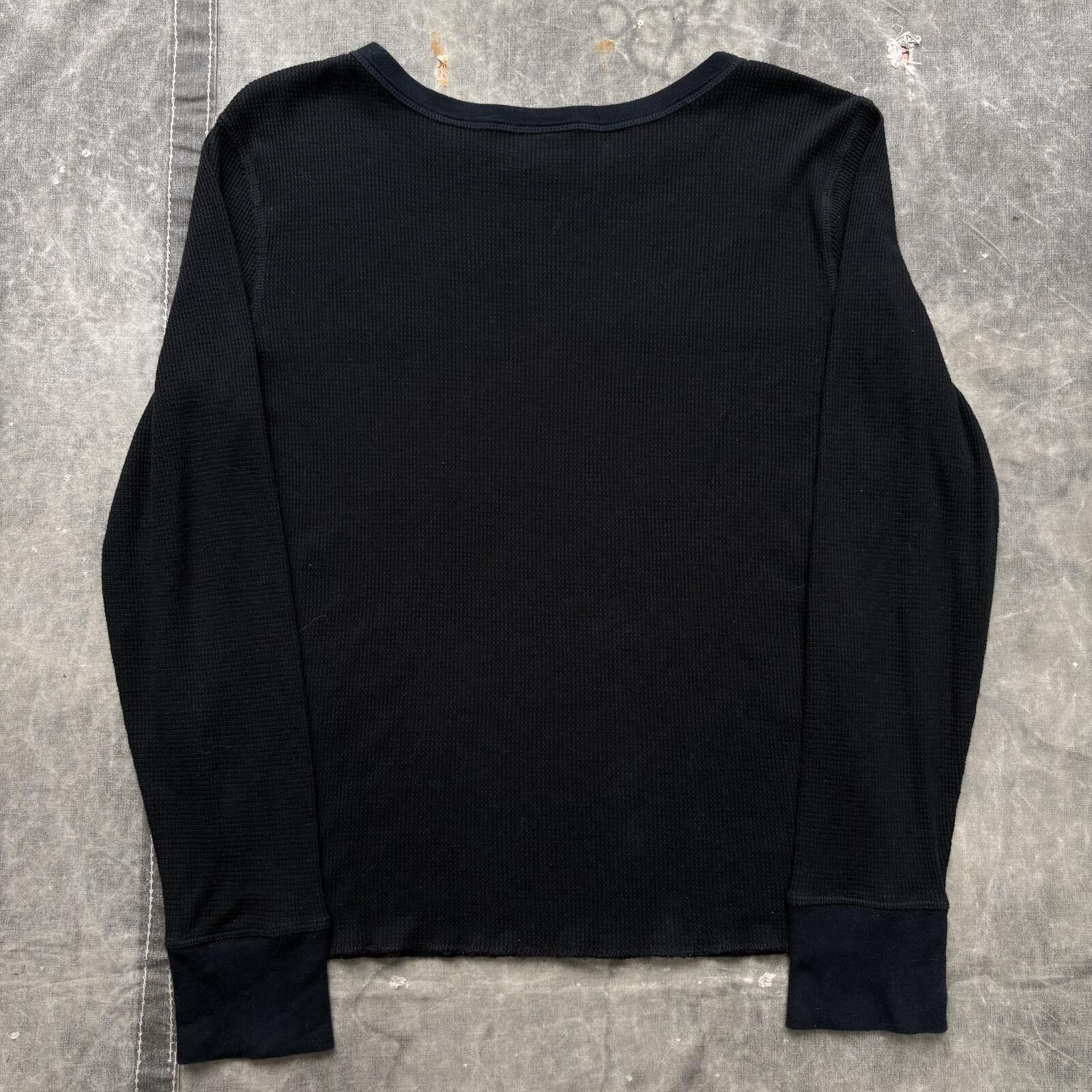 Vintage Vintage Y2K Black Grunge Skater Thermal Waffle Knit Shirt Size L / US 10 / IT 46 - 3 Thumbnail