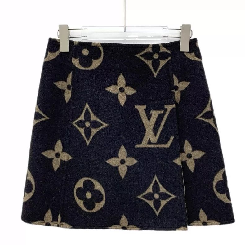 Louis Vuitton Louis Vuitton Color-block, full-print wool skirt Size 33" - 1 Thumbnail