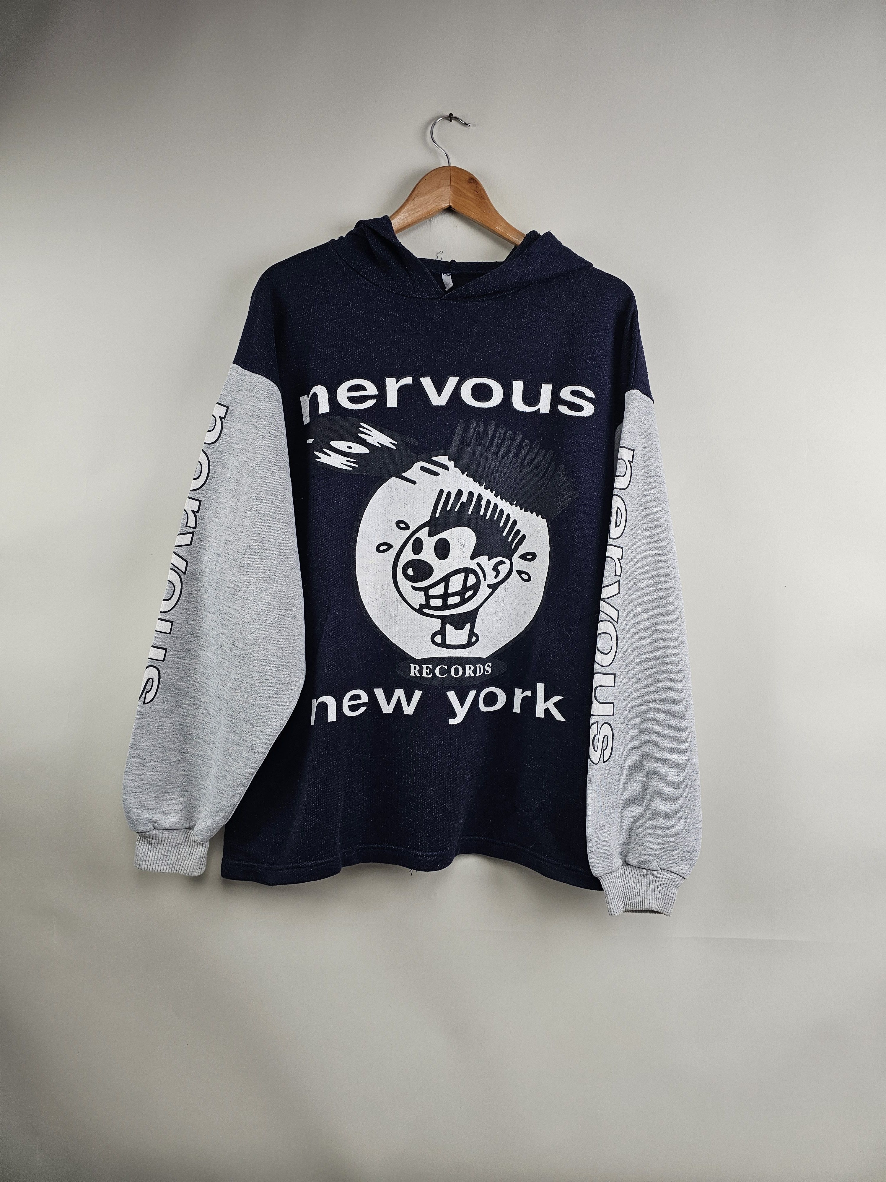 Band Tees × Rap Tees × Vintage 90s Nervous Records New York Hoodie XL 24" 28" Size US XL / EU 56 / 4 - 7 Thumbnail