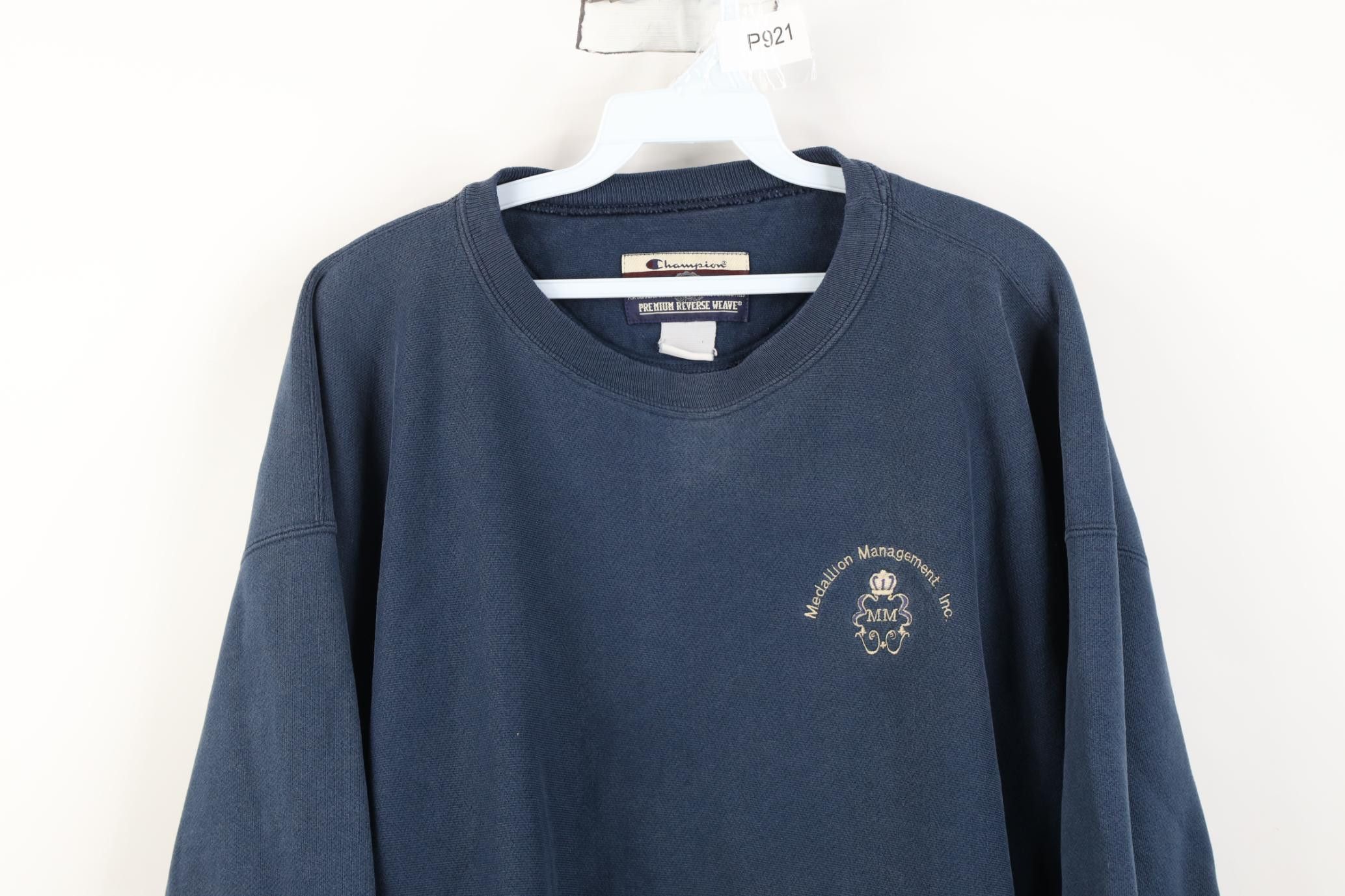 Champion Vintage 90s Champion Reverse Weave Medallion Sweatshirt Blue Size US XXL / EU 58 / 5 - 2 Thumbnail