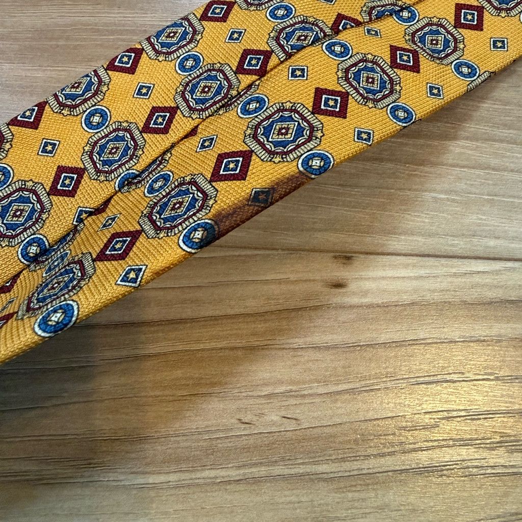 Tommy Hilfiger Tommy Hilfiger Italy Silk Geometric Tie Yellow USA 3.75” Size 26 - 3 Thumbnail