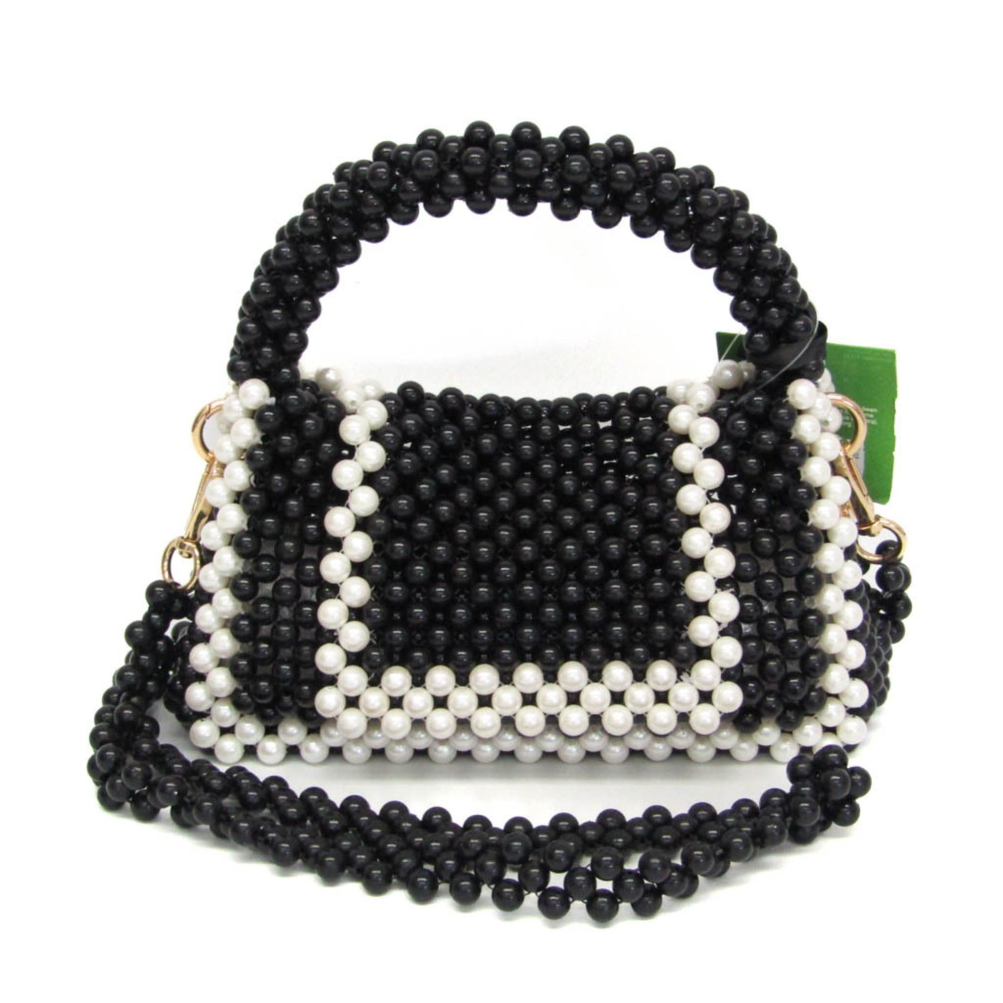 Kate Spade Kate Spade X Target Colorblock Beaded Crossbody Bag Women's Plastic Handbag,Shoulder Bag Black,Pearl White Size ONE SIZE - 1 Thumbnail