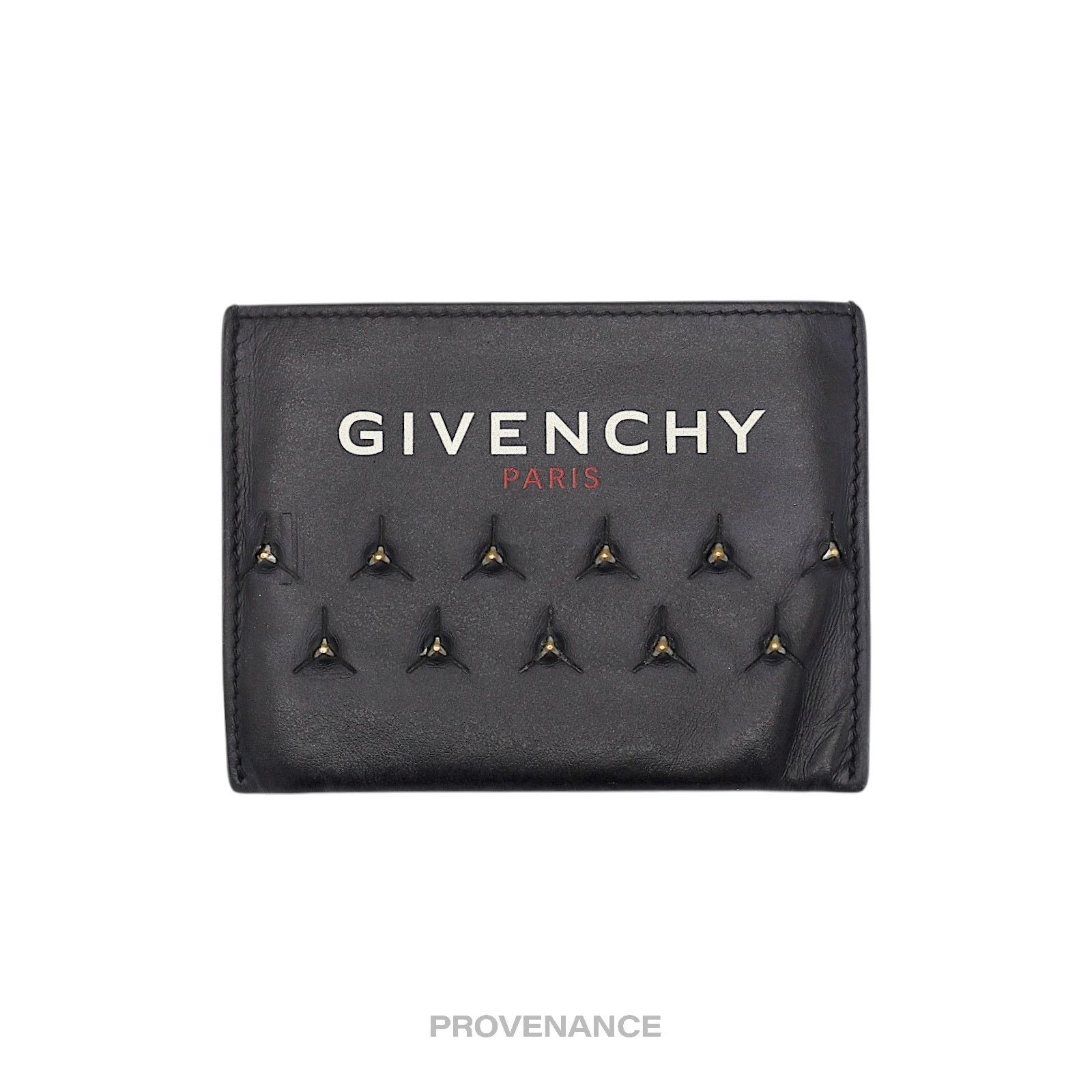 Givenchy 🔴 Givenchy Logo Card Wallet - Black Leather Metal Studs Size ONE SIZE - 1 Thumbnail