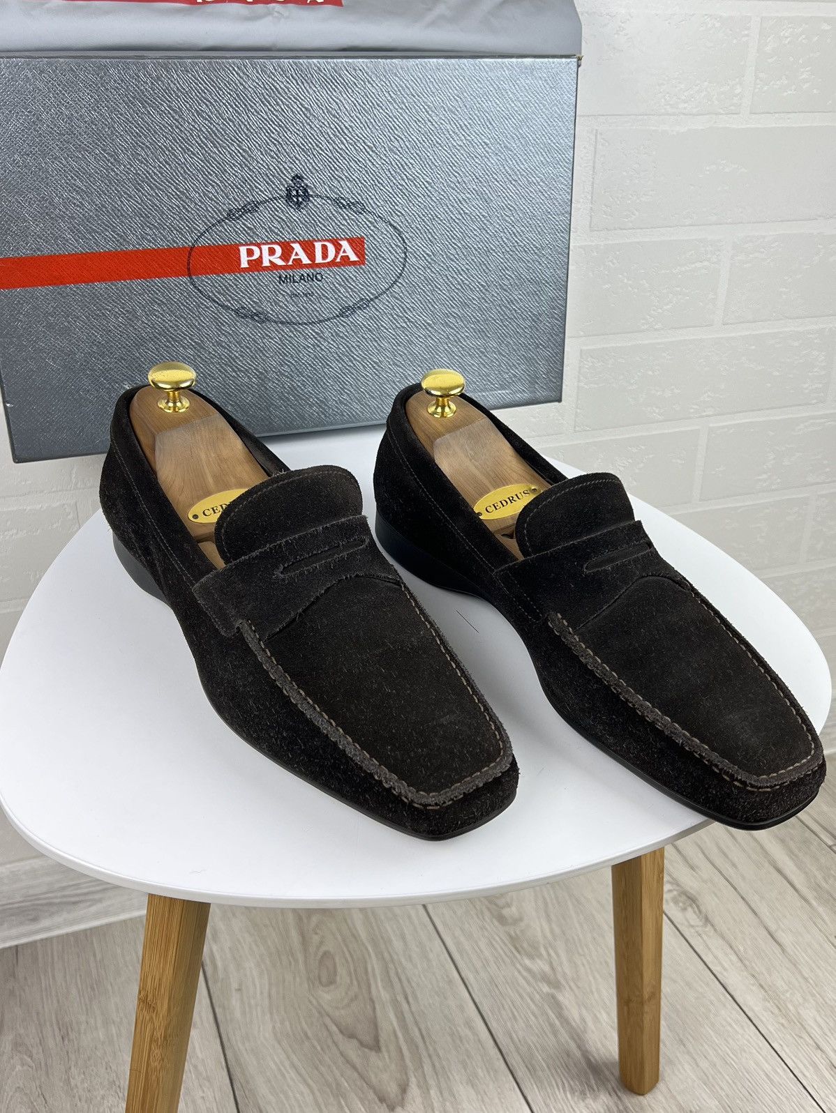 Prada PRADA MILANO Loafers Suede Shoes Strap Logo Brown Men's Size US 8 / EU 41 - 2 Thumbnail